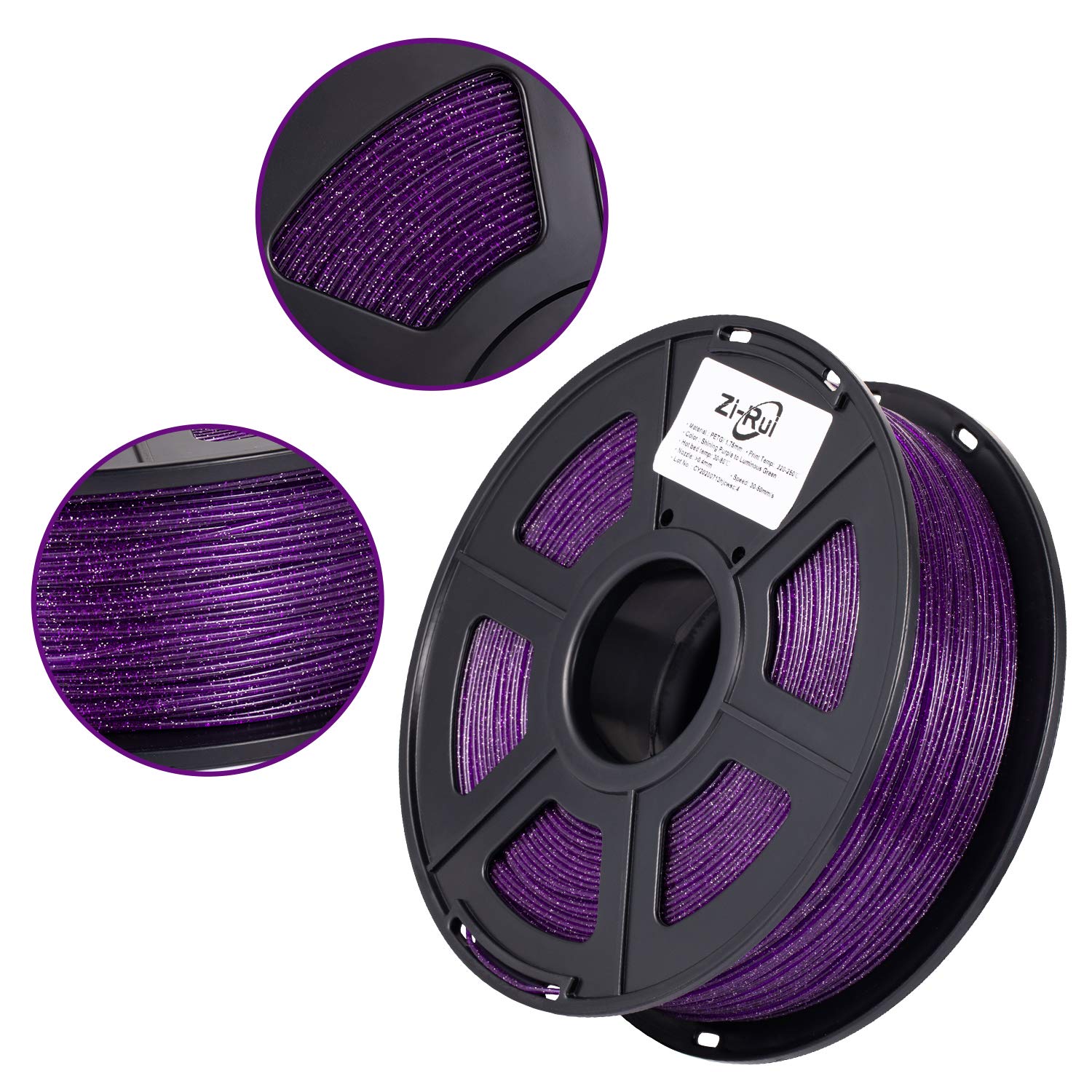 Premium 3D Printer PETG Filament - Sparkly Glitter Purple & Glow in The Dark Green, 1.75mm, 1KG Spool for Smooth Printing | Ideal for Cosplay Props, DIY Crafts, and Home Decor Projects