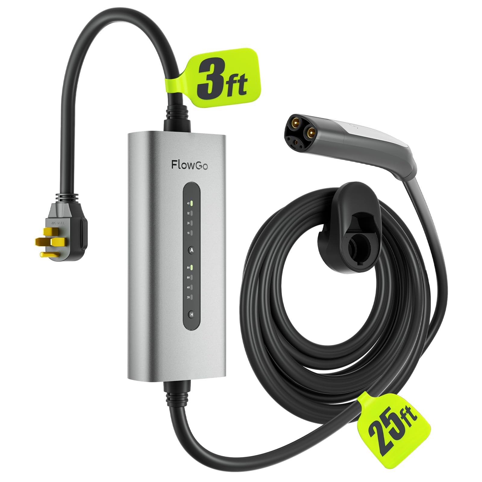 Tesla Level 2 EV Charger 40A 240V NACS with 14-50 Plug & 25FT Cable | 9.6KW Portable Charging Station | Adjustable 15-40A Current | Compatible with Model 3/S/Y/X | Home & Travel Electric Vehicle Charging Solution
