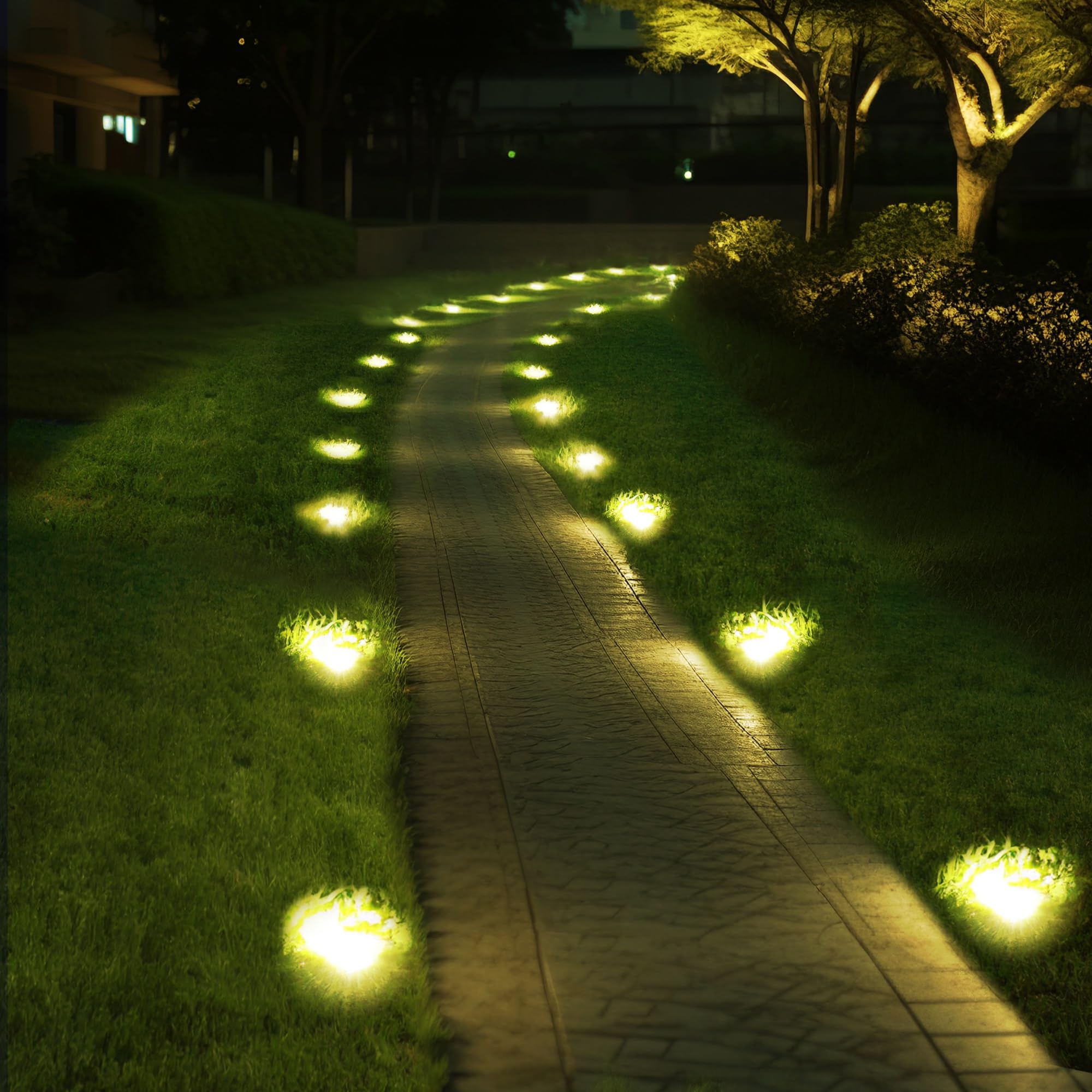 12 Pack Solar Ground Lights Outdoor - 12 LEDs Waterproof Landscape Lighting for Garden, Yard, Walkway, Driveway | Warm White | Long-Lasting Bright Solar Pathway Lights for Patio, Deck & Lawn Decoration