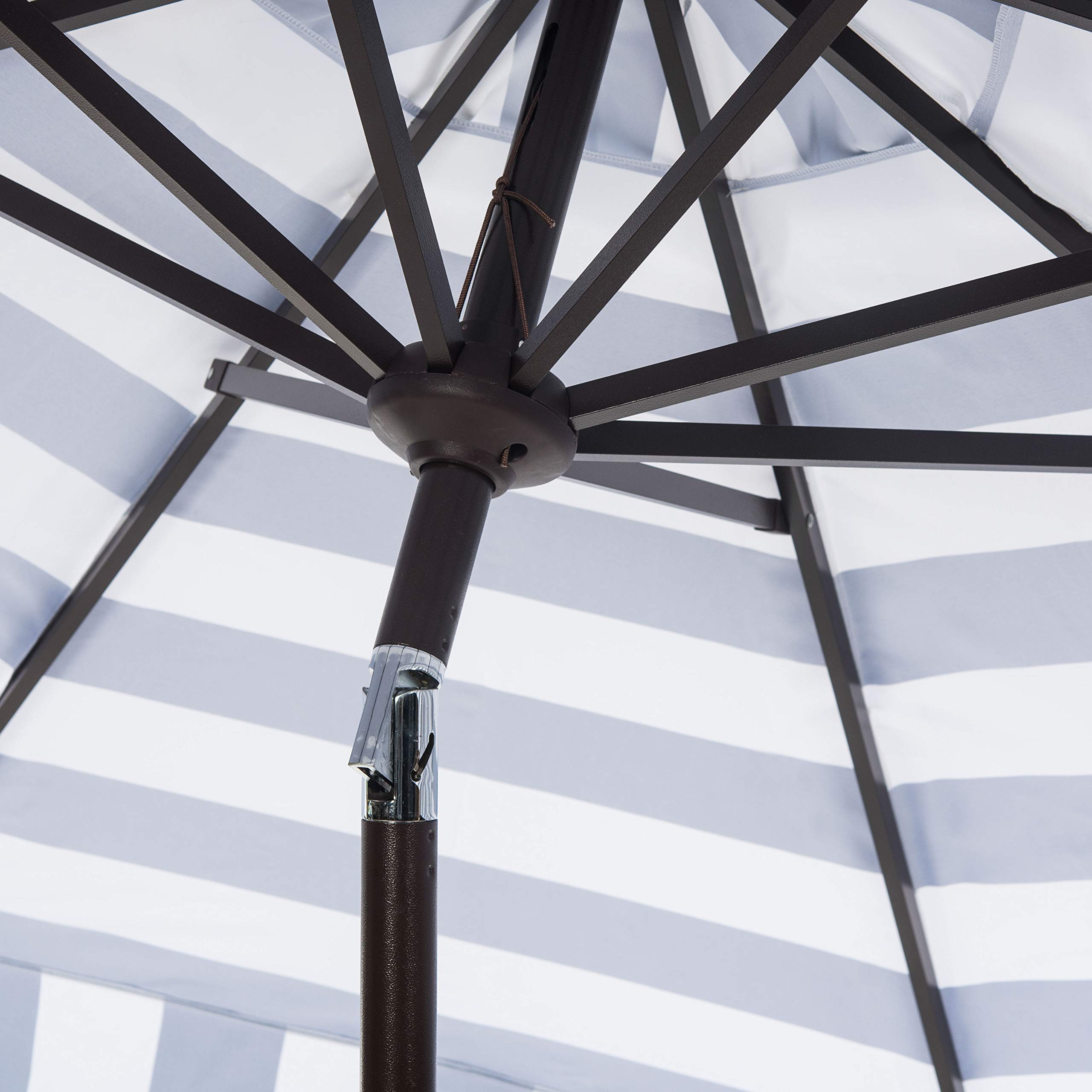 Safavieh PAT8103B 11-Foot Round Outdoor Patio Umbrella - UV Protected, Navy & White Stripes - Perfect for Poolside, Backyard, and Garden Relaxation