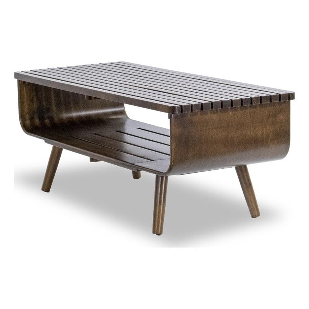 Allora Mid Century Modern Coffee Table - Solid Wood Brown Finish for Living Room, Lounge & Office - Stylish & Durable Home Decor Furniture