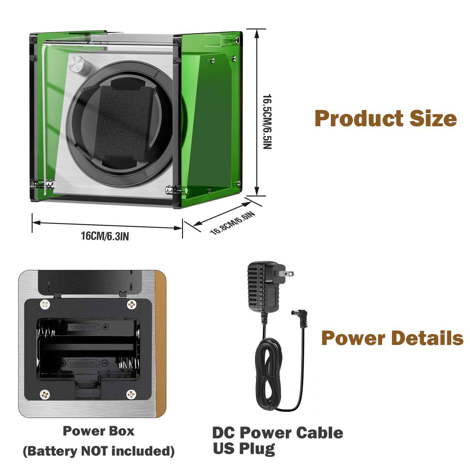 Premium Single Watch Winder for Automatic Watches - Quiet Motor with 4 Rotation Modes, LED Display & Luxury Green Finish | Perfect for Rolex, Omega & Luxury Watch Storage at Home/Office