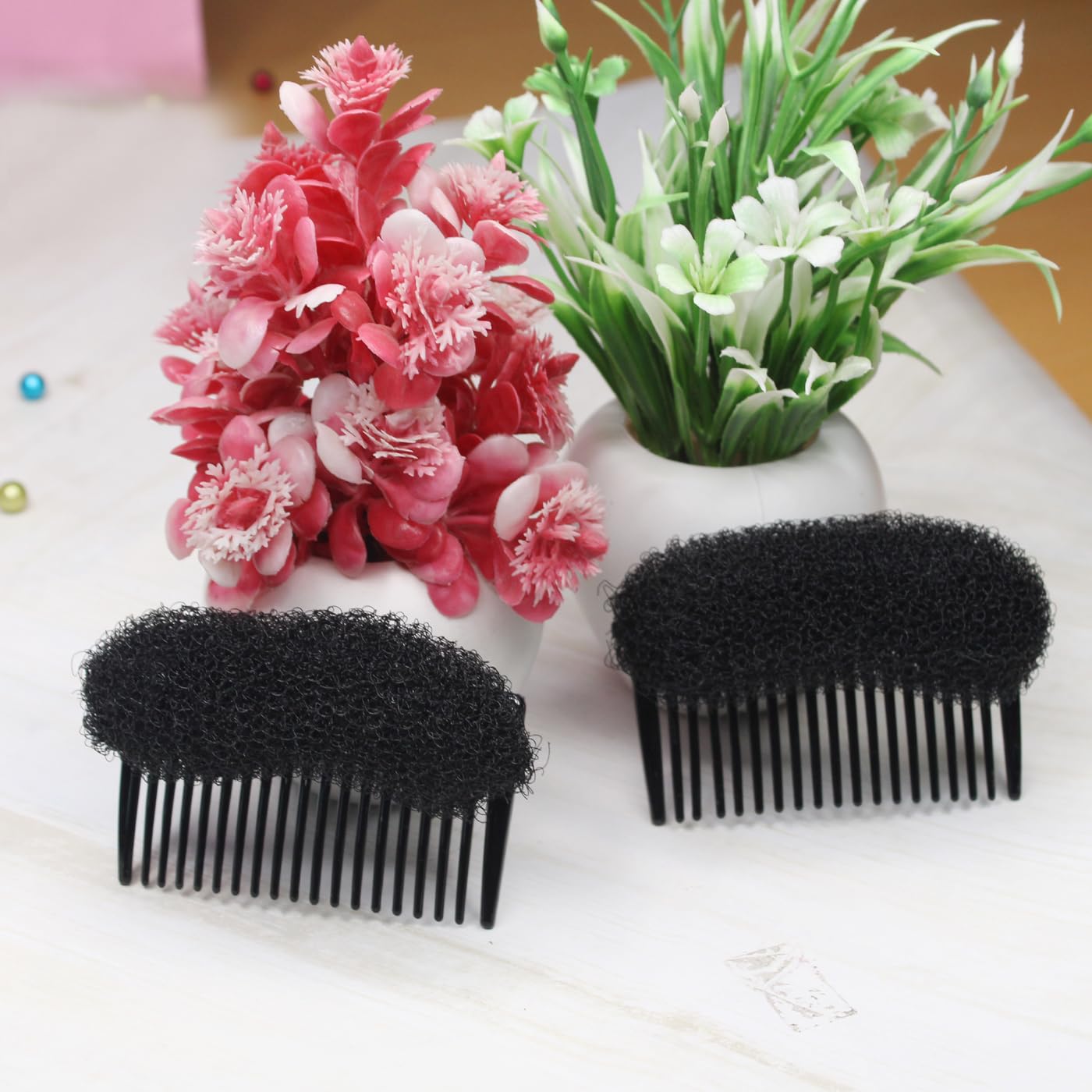 2-Piece Puff Donut Hair Bump Insert with Comb - Volumizing Hair Styling Accessories for Women & Girls | Perfect for Updos, Ponytails & Special Occasions