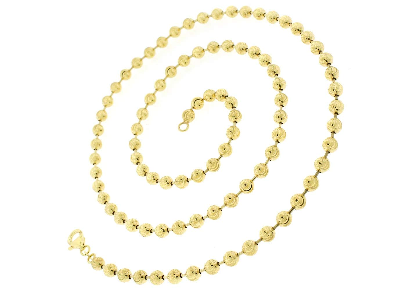 Verona Jewelers 925 Sterling Silver Moon Cut Bead Chain Necklace - 2MM 3MM 4MM Dog Tag Ball Link Necklace for Men & Women | Rhodium & Yellow Gold Plated Beaded Necklace (16-36 Inches) - Perfect for Everyday Wear, Gifts & Special Occasions
