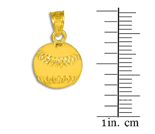 10K Gold Baseball Pendant Necklace for Sports Fans & Gifts