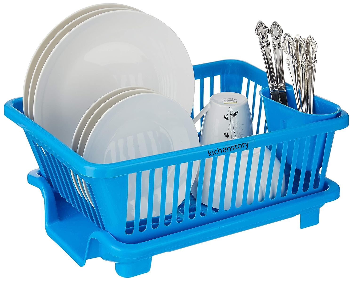 Unbreakable Kitchen Sink Dish Drying Rack - Blue for Countertop Storage