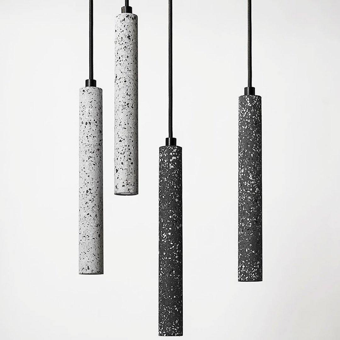 Modern Concrete Pendant Lights - Industrial Style Hanging Fixtures for Kitchen Island, Dining Room & Bedroom Lighting - Dimmable Edison Bulb Compatible