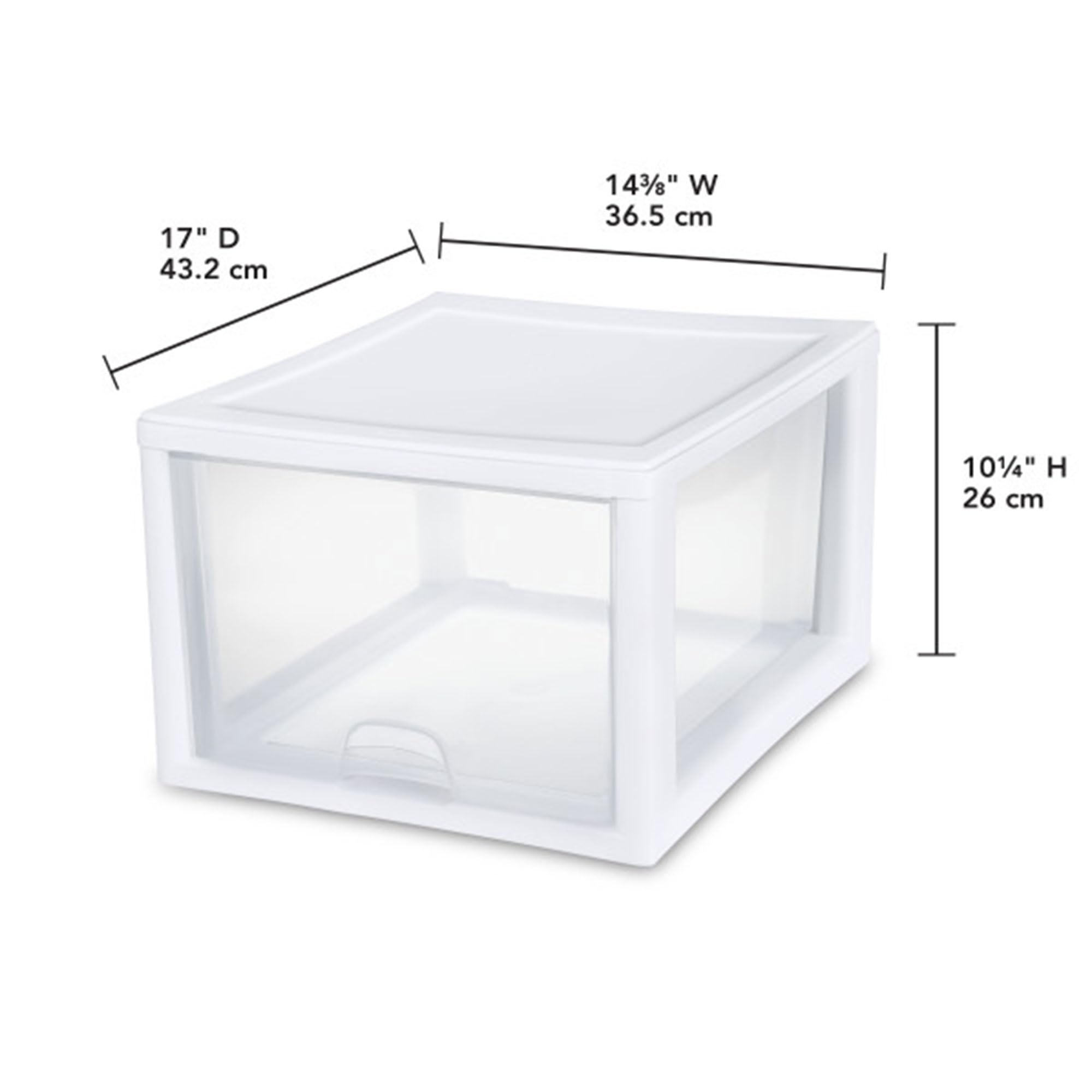 Sterilite 16-Pack Clear Stacking Drawers with White Frame - 27 Quart Plastic Storage Bins for Closet Organization - Perfect for Bedroom, Office, and Garage Storage Solutions