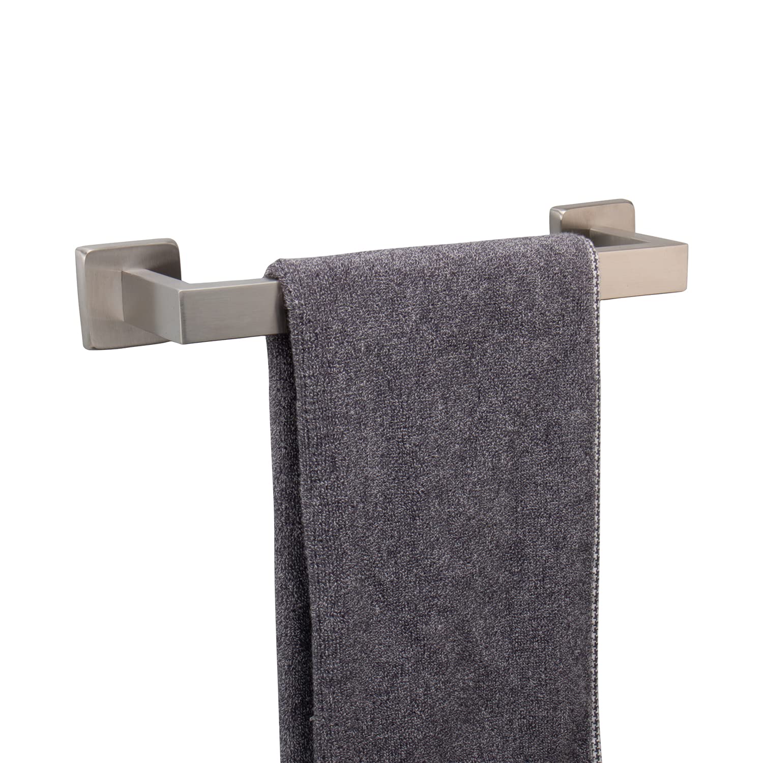 TocTen Heavy Duty Stainless Steel Towel Rack - 12 Inch Brushed Nickel Wall Mounted Bathroom Towel Holder with Square Base, Durable SUS304 Bath Towel Bar for Shower, Spa & Home Decor Accessories