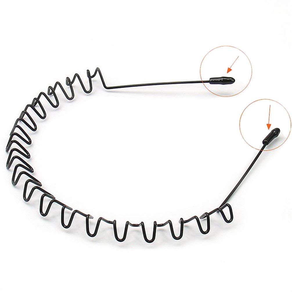 TRIPIN Unisex Metal Hair Band - Black Spring Zigzag Wave Headband for Men & Women - Sports & Daily Use Headwear Accessory - Perfect for Workouts, Running, Yoga, and Everyday Styling