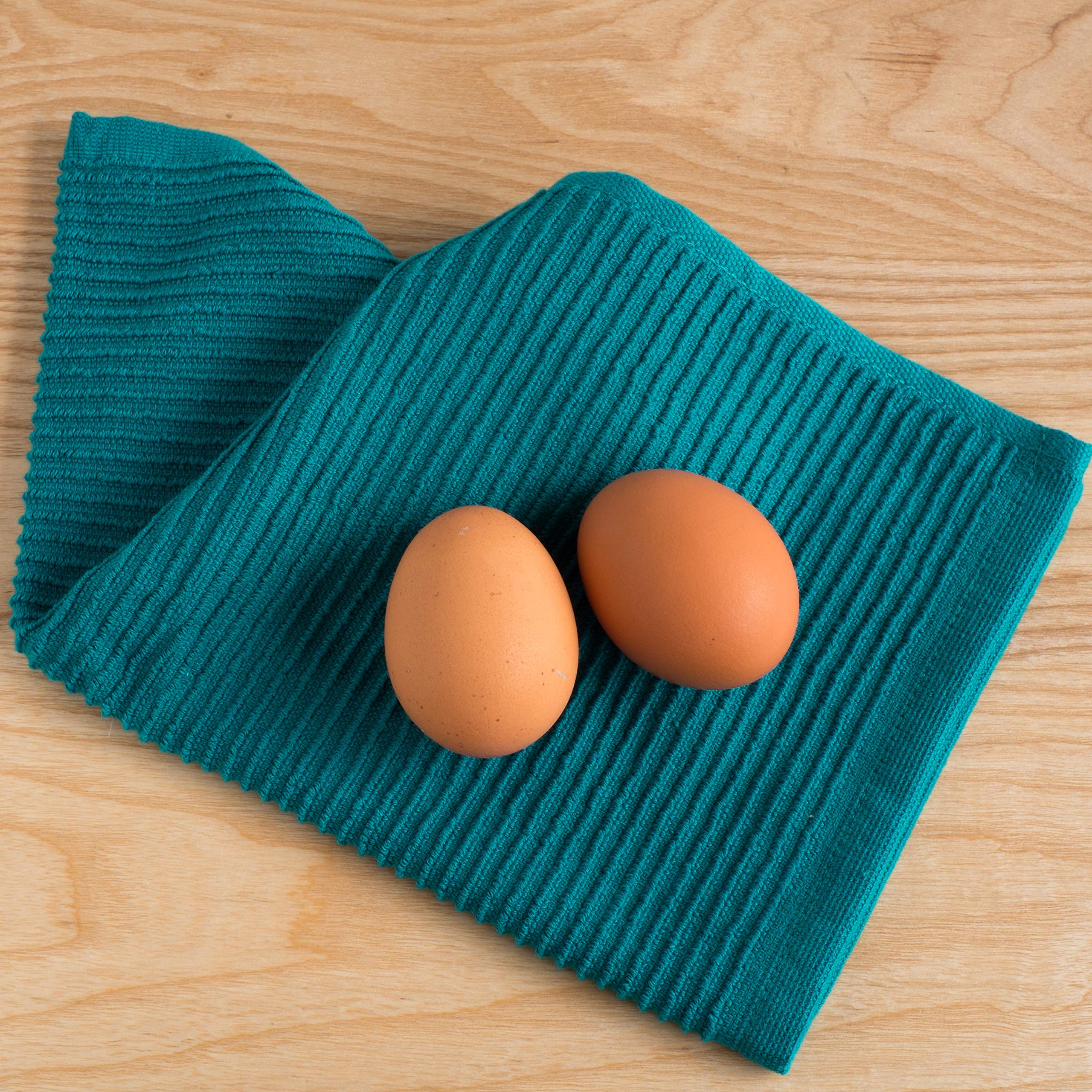 Now Designs Ripple Kitchen Dishcloth Set of 4 - Peacock Green | Super Absorbent & Quick-Drying Dish Towels for Washing Dishes, Cleaning Countertops & Kitchen Surfaces
