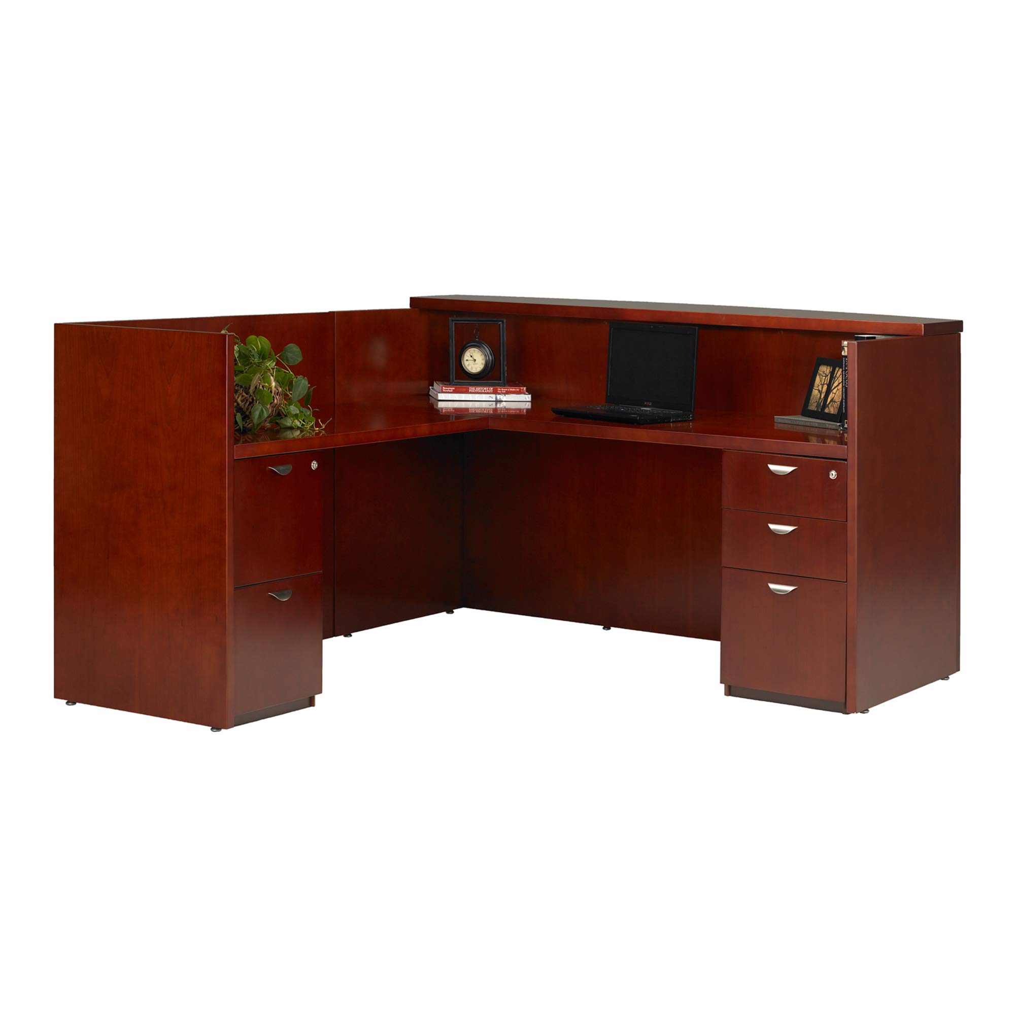 Mayline Mira Desk - Medium Cherry Veneer Office Desk for Home & Workspace | Modern Writing & Computer Desk with Durable Finish