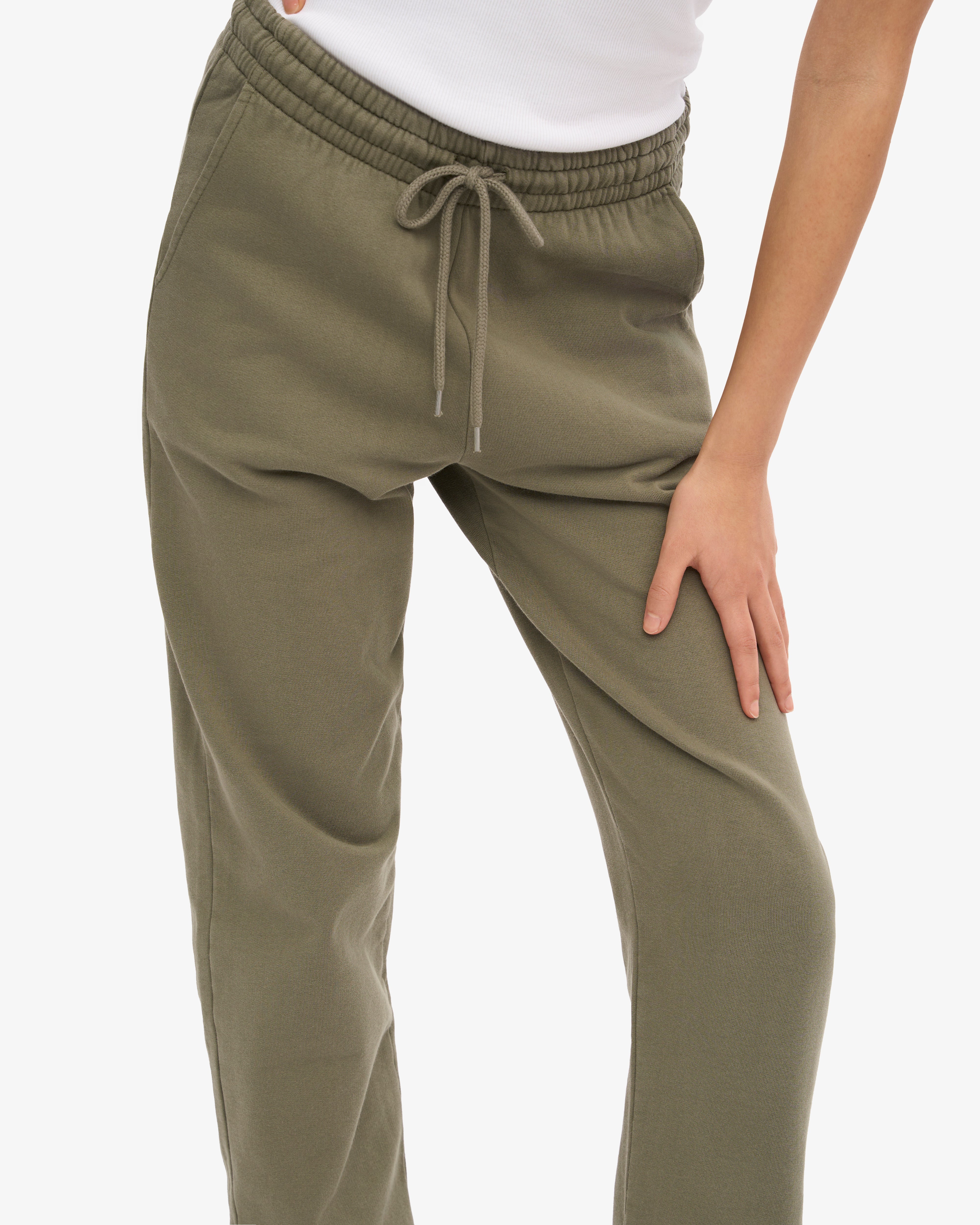 Organic Cotton Sweatpants for Women - Comfortable Lounge Pants in Dusty Olive - Perfect for Yoga, Running & Casual Wear