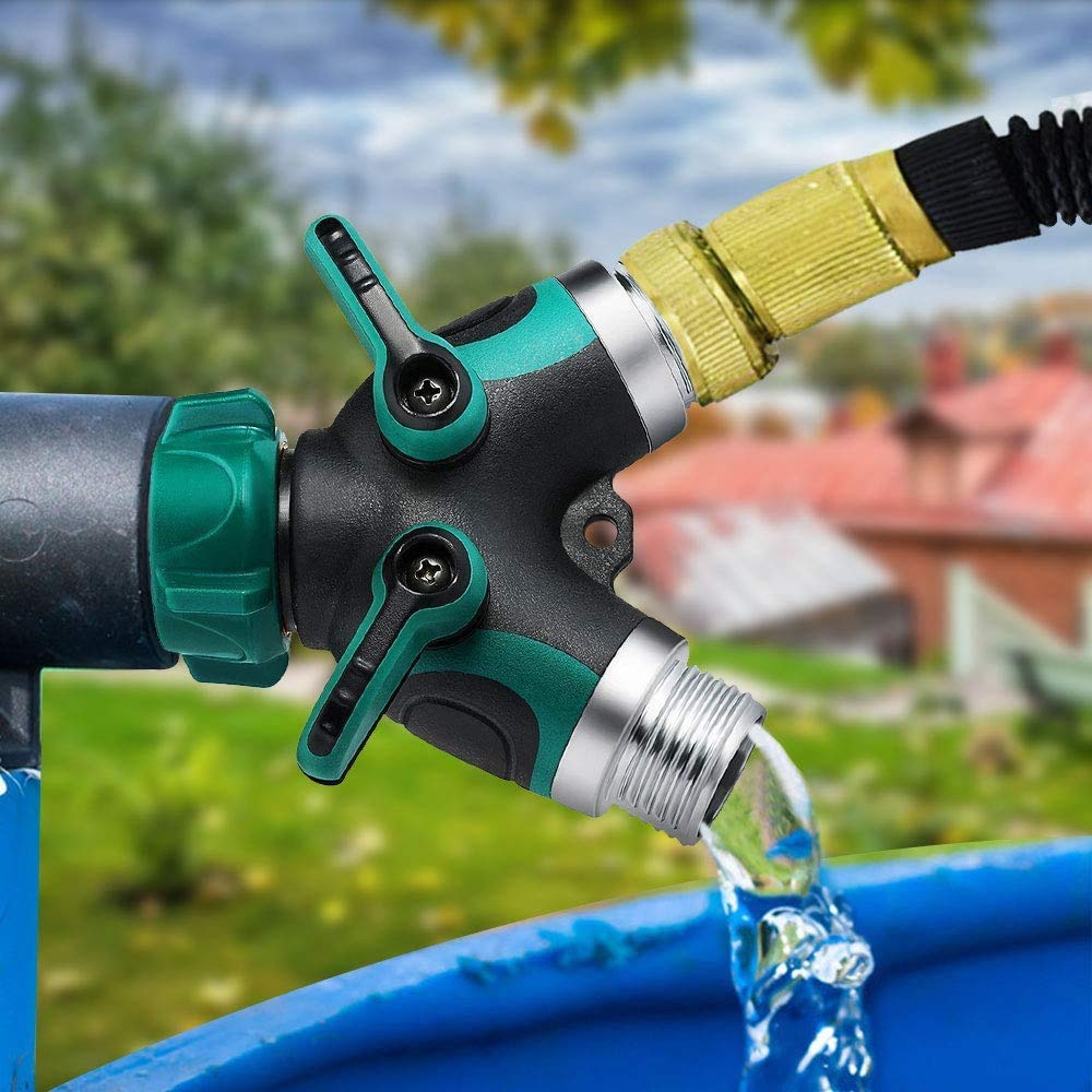 2024 Upgraded Metal Garden Hose Splitter - 2 Way Y Hose Connector with 3/4