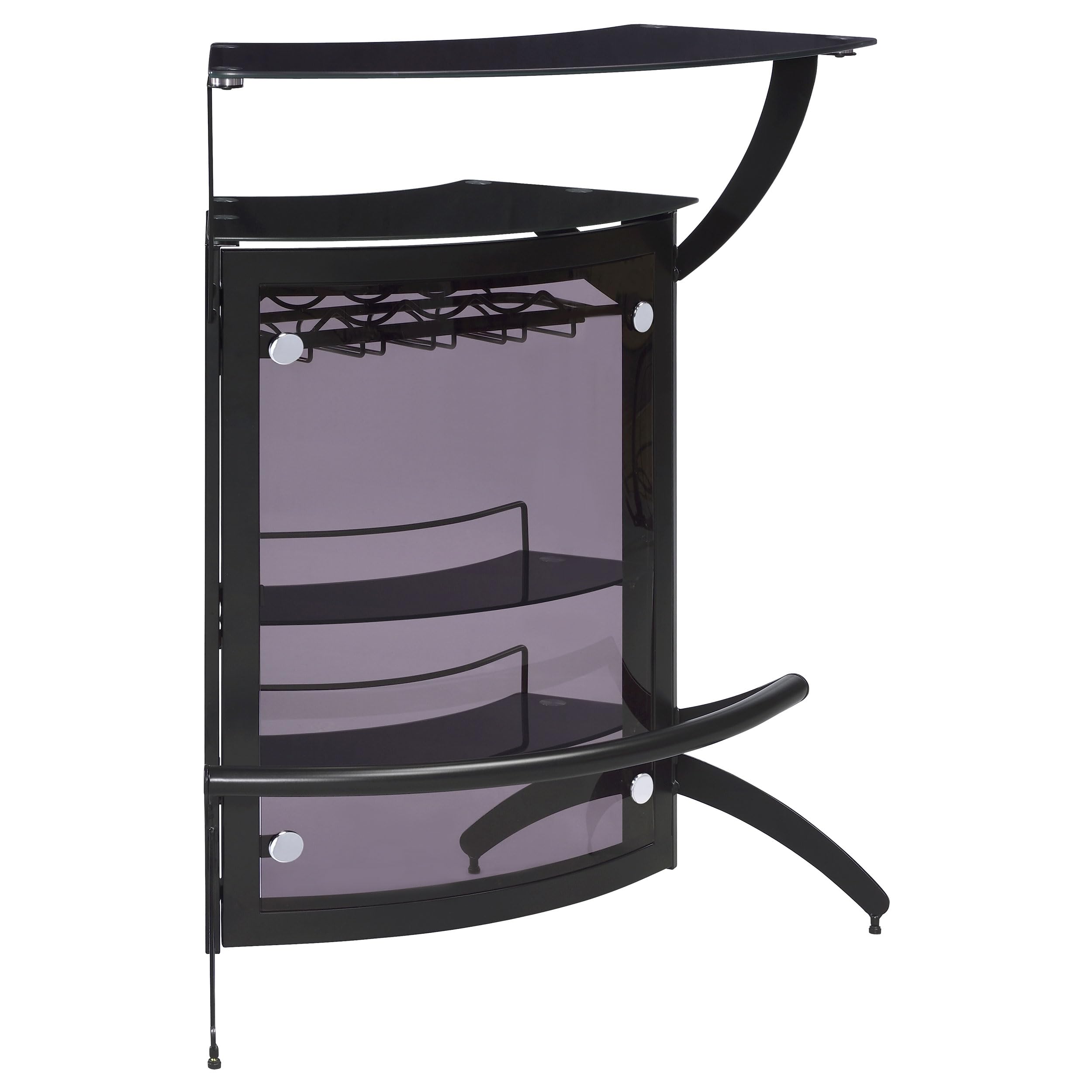 Coaster Home Furnishings Dallas 2-Tier Bar Cabinet with Smoked Glass & Black Finish - Perfect for Home Bar, Living Room, or Entertainment Area