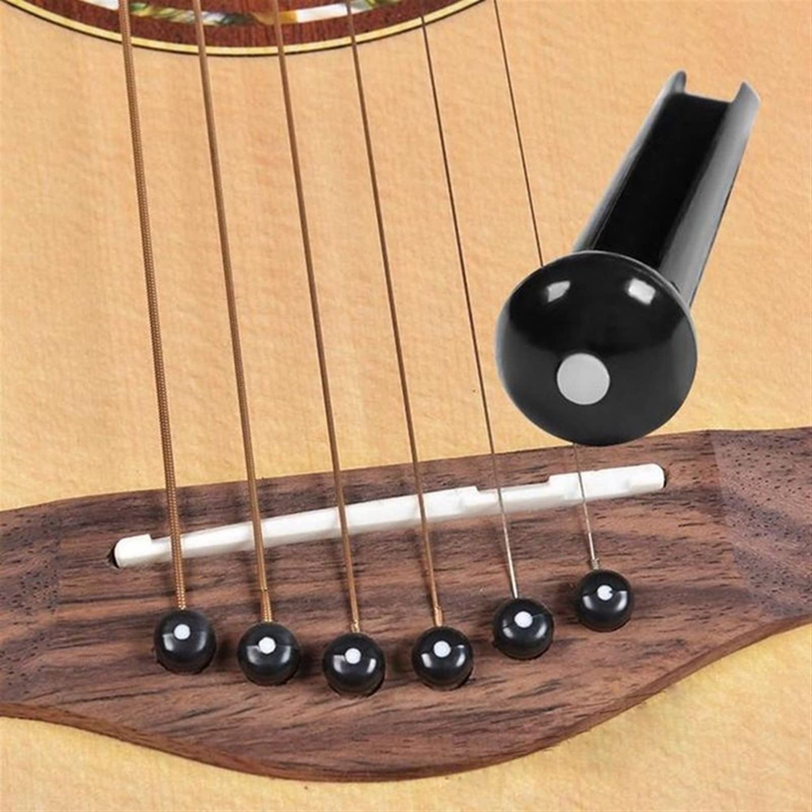 6 Strings Acoustic Guitar Wooden Bridge Pins & Saddle/Nut Set - Premium Musical Instrument Accessories for Electric & Acoustic Guitars - Perfect for Guitar Repair, Maintenance and Sound Enhancement