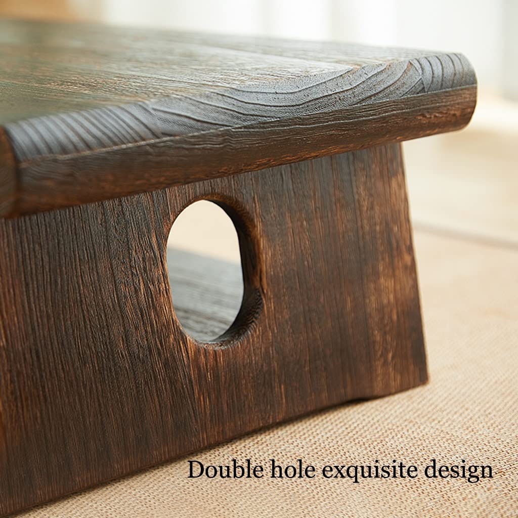 Foldable 2-Tier Coffee Table with Storage Shelf - Multi-Functional End Table for Living Room, Bedroom, or Office - Space-Saving Side Table (Brown, 23.6