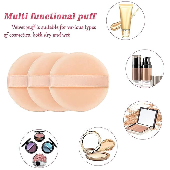 BANIRA Cotton Powder Puff 6Pcs - Makeup Sponge for Foundation & Loose Powder - Perfect for Professional Makeup Application