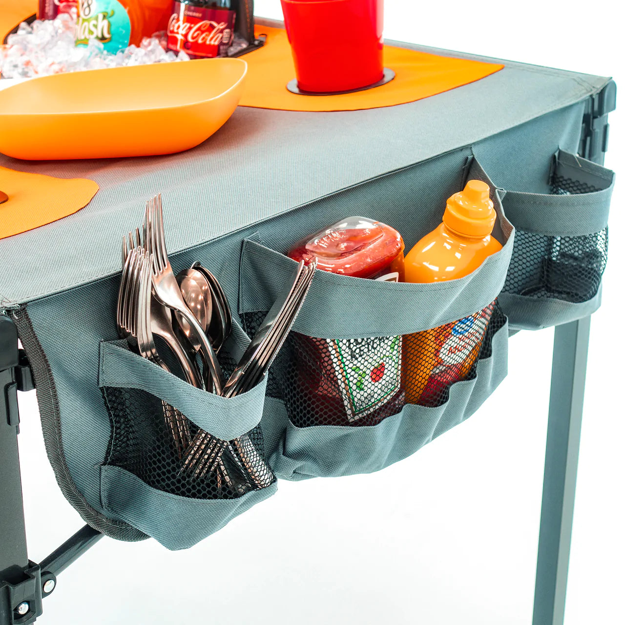 Portable Folding Wagon Cooler with Ice Box - Insulated Outdoor Picnic Table for Camping, Beach, Tailgating & Backyard Parties