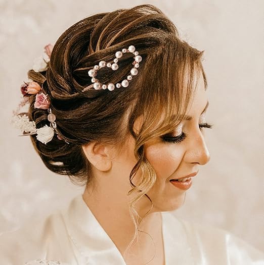 Elegant Pearl Hair Clips for Women - Golden Crystal Stone Lock Hair Pins Set of 4 | Hair Accessories & Jewelry for Women & Girls | Perfect for Weddings, Parties & Everyday Style