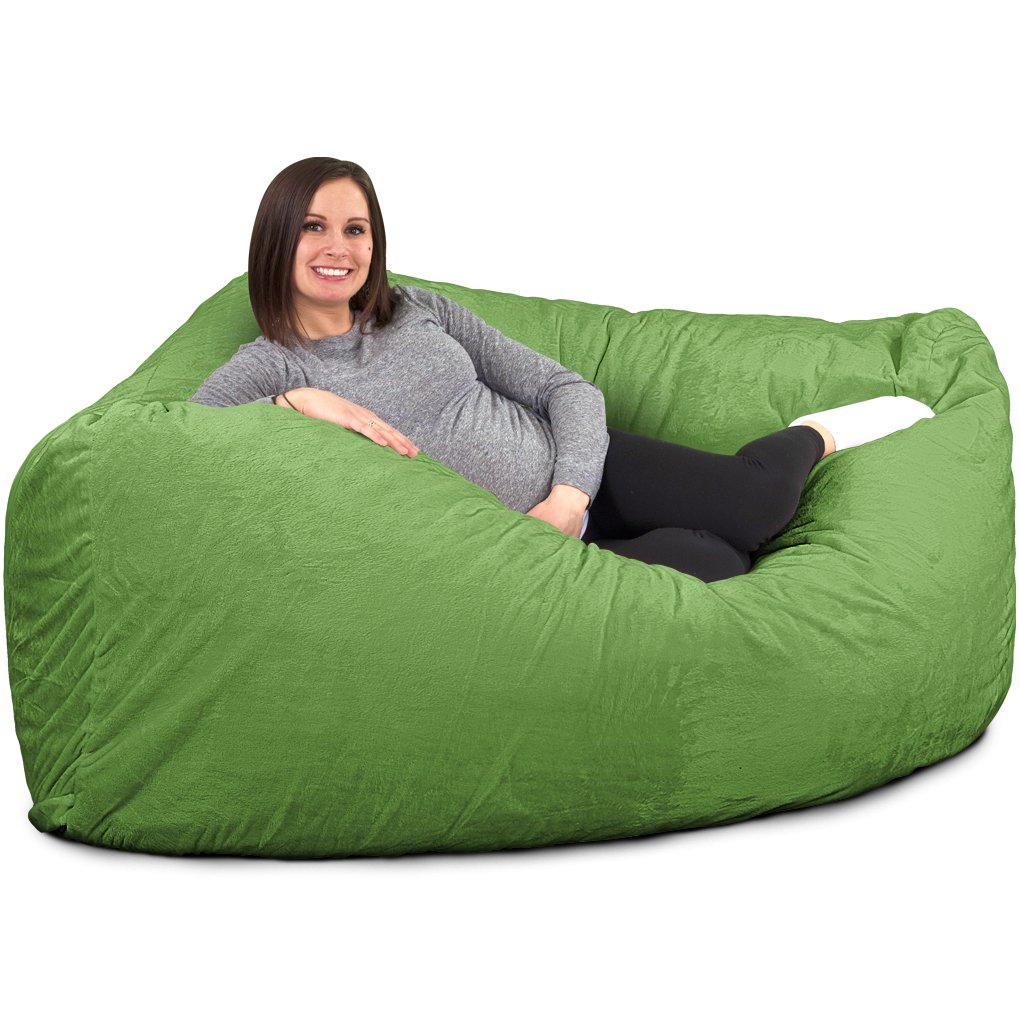ULTIMATE SACK Oversized Bean Bag Chair for Adults - Super Soft Lime Fur Lounge Chair, Comfy Couch & Loveseat Alternative for Living Room, Bedroom, Game Room & Dorm Furniture - Perfect for Relaxing, Gaming & Movie Nights
