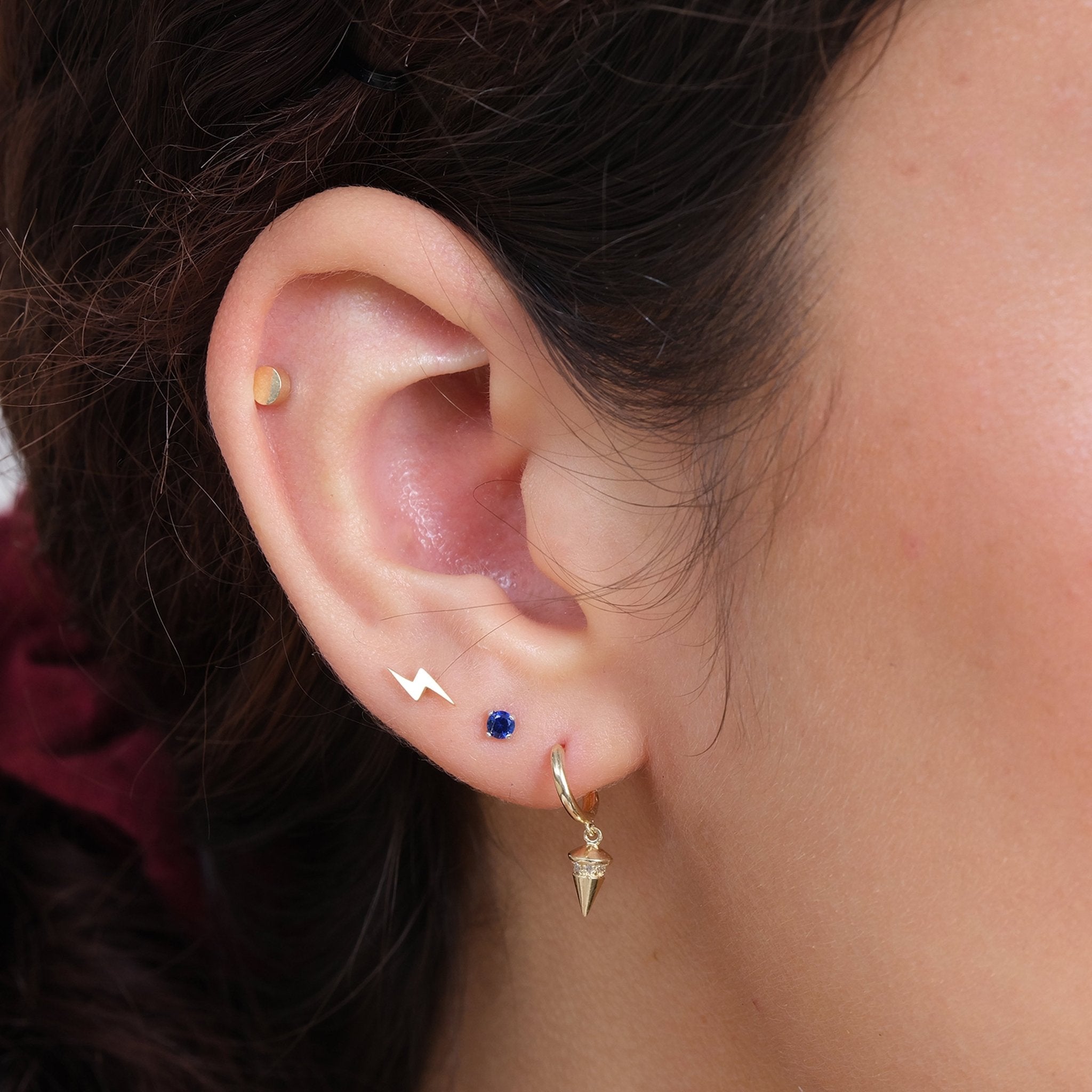 14k Yellow Gold Lightning Bolt Flat Back Stud Earrings - Perfect for Everyday Wear, Gifts & Punk Rock Fashion