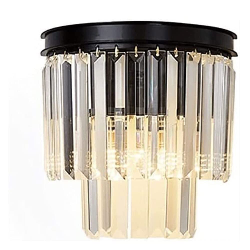 Crystal LED Wall Sconce Light - Modern Indoor Decorative Lighting Fixture for Living Room, Bedroom, Bedside, Hallway | Black Finish | Energy-Efficient Home & Office Decor