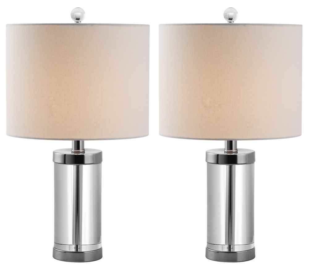 SAFAVIEH Laurie Modern Farmhouse Crystal Table Lamp Set of 2 - 20 Inch LED Bedside Lamps for Bedroom, Living Room & Home Office - Warm White Lighting with Included LED Bulbs - Perfect for Nightstands, Desks and Cozy Reading Nooks