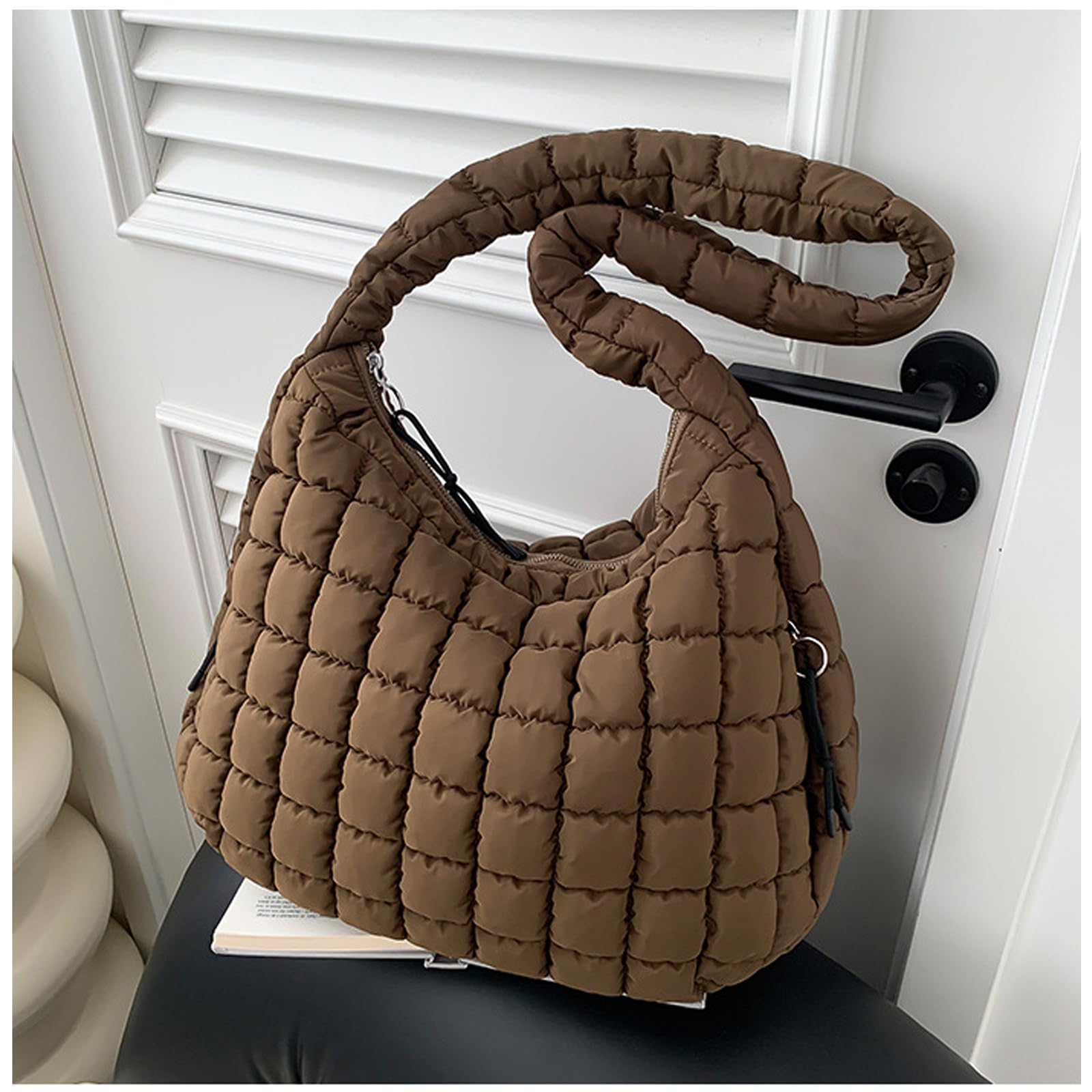Quilted Tote Bag for Women - Large Puffer Crossbody Shoulder Bag, Lightweight Soft Carryall Handbag for Work, Travel & Shopping