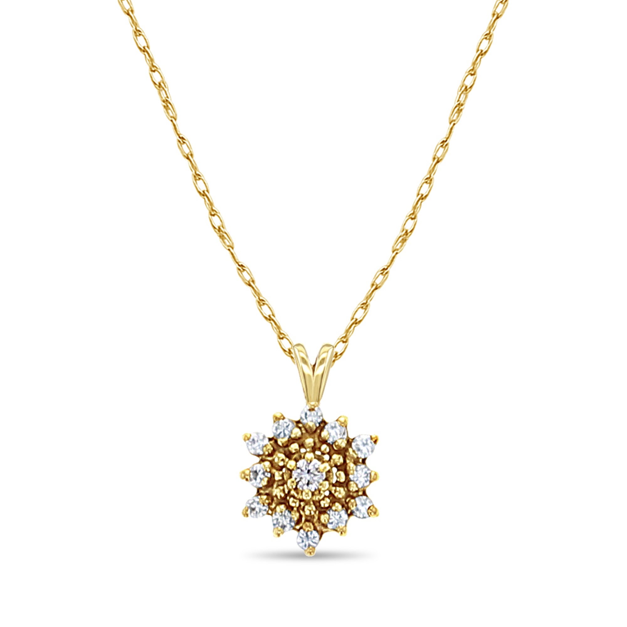 0.25cttw Diamond Flower Pendant Necklace in 14k Yellow Gold for Women - Elegant Gift for Anniversary, Birthday & Special Occasions