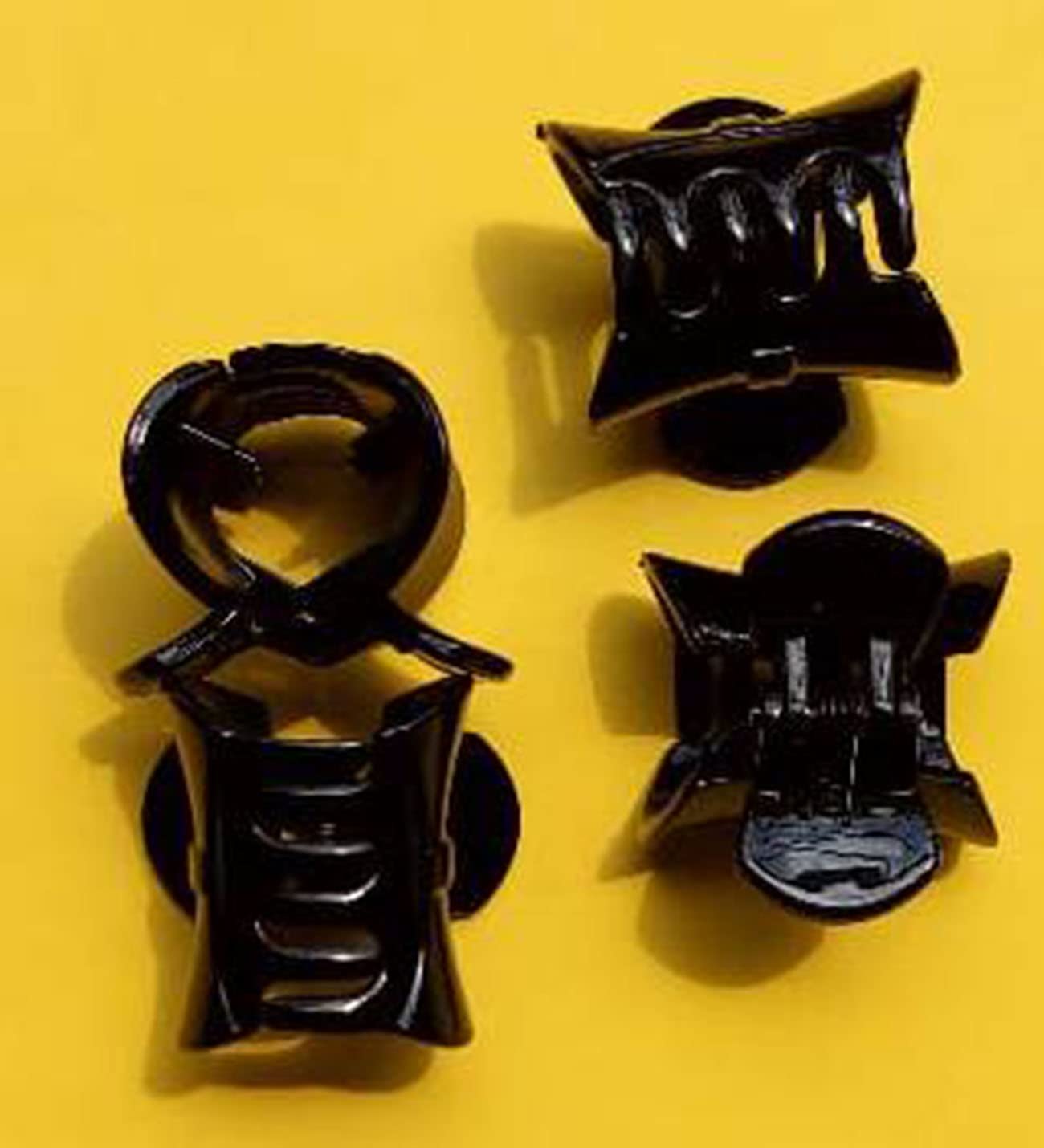 Non-Slip Plastic Hair Claw Clips for Women & Kids - 4 Pack Black Hair Clips for Girls, Babies & Toddlers - Perfect for School, Work, Gym & Everyday Hairstyles