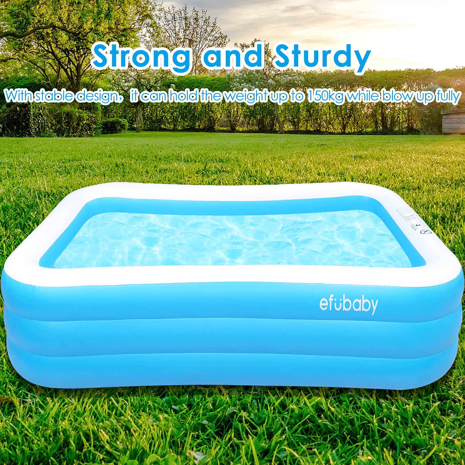 Inflatable Swimming Pool for Adults & Kids - efubaby 120\
