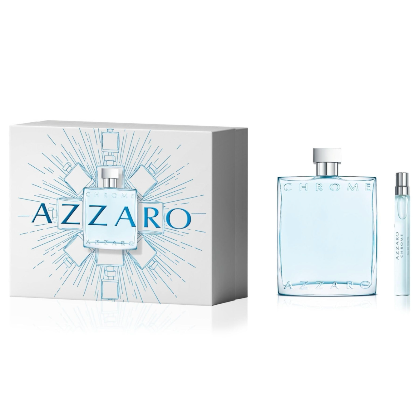 Azzaro Chrome Men's 2-Piece Gift Set - 200ML EDT Spray + 10ML EDT Travel Spray | Fresh Citrus Aromatic Fragrance for Day & Night Wear, Work & Special Occasions