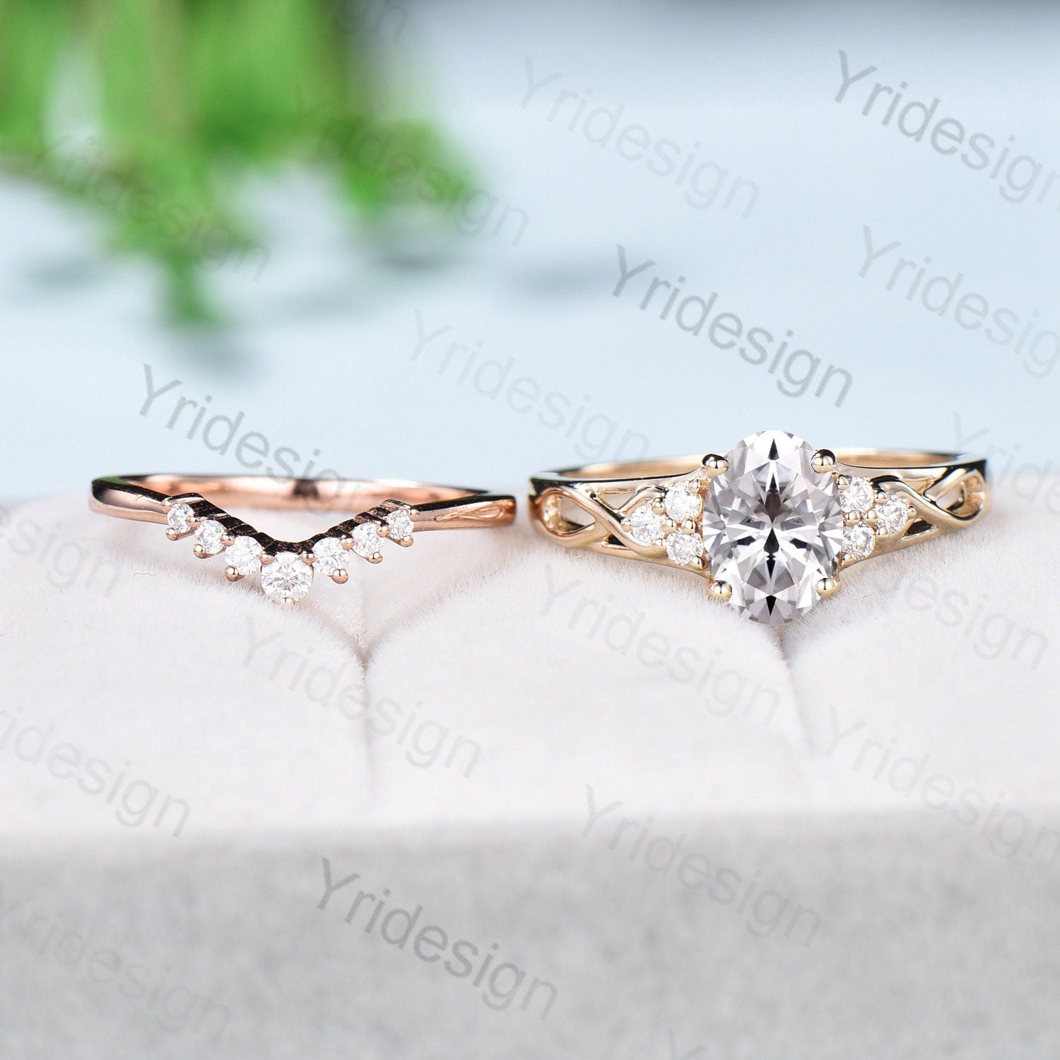 1.5CT Oval Lab Grown Diamond Engagement Ring Set with IGI Certificate - Vintage Cluster Wedding Ring in 18K Rose Gold | Perfect for Proposals, Anniversaries & Bridal Jewelry