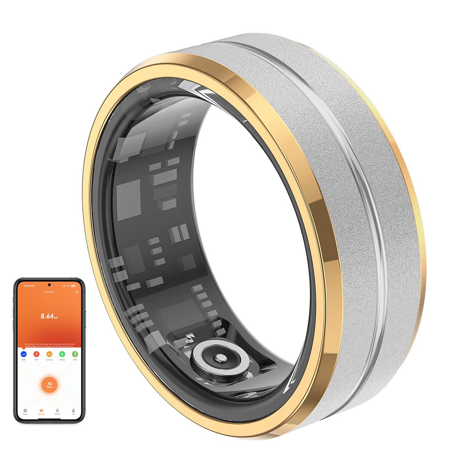 2024 Smart Ring Fitness Tracker with Blood Oxygen & Heart Rate Monitor - IP68 Waterproof Sleep Tracking Ring for Men & Women - Camera Control Smart Wearable Device (US Size 9) - Perfect for Workouts, Sleep Analysis & Daily Health Monitoring