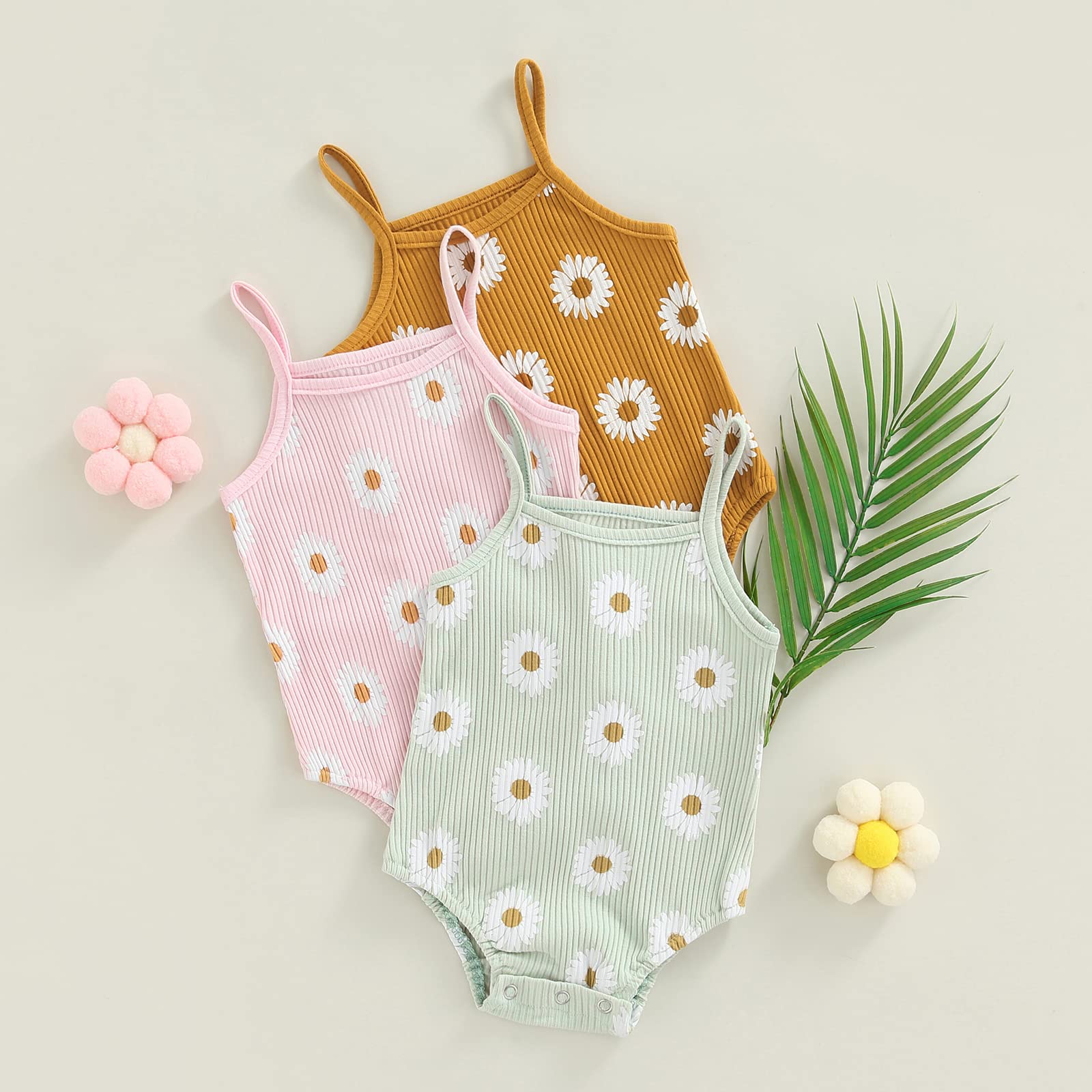 Summer Baby Girl Clothes | Newborn Floral Onesie | Cute Infant Ribbed Cotton Romper | Girls Outfit for Playdates & Photo Shoots