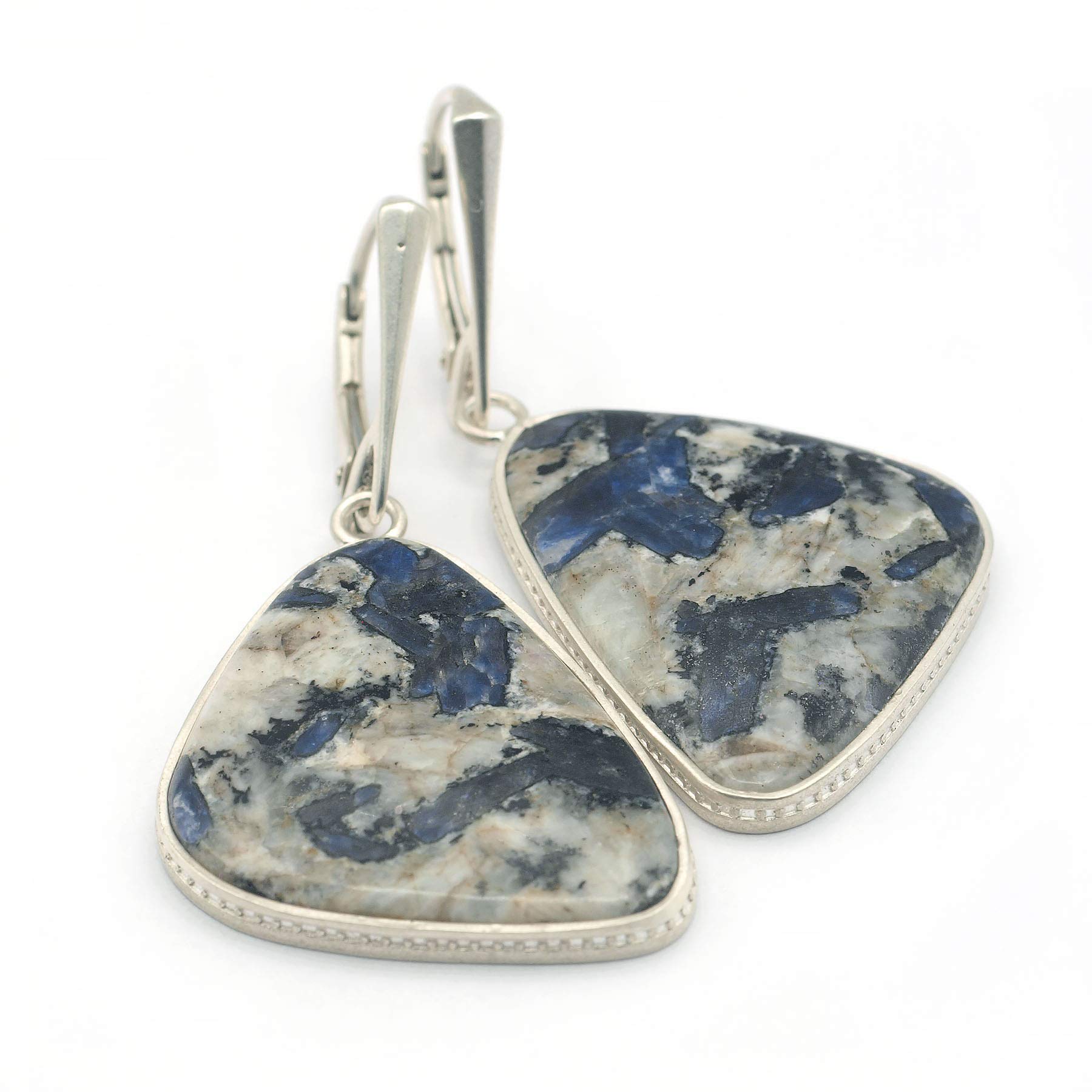 Natural Sapphire in Matrix 925 Sterling Silver Earrings for Women - Elegant Handmade Jewelry for Everyday Wear & Special Occasions