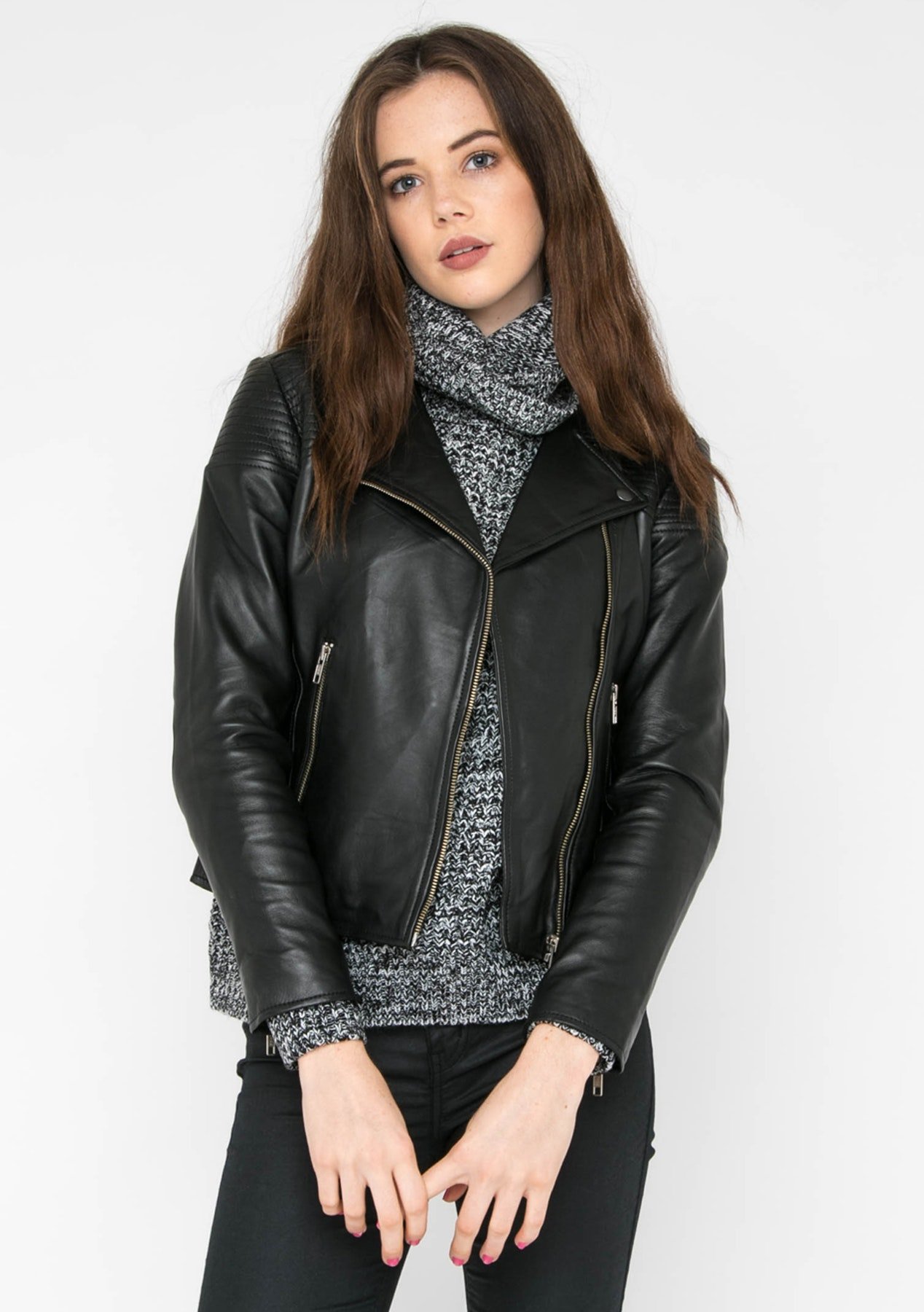 Women's Robotic Style Fringed Genuine Lambskin Leather Biker Jacket - Perfect for Motorcycle Riding, Night Out & Fashion Statement
