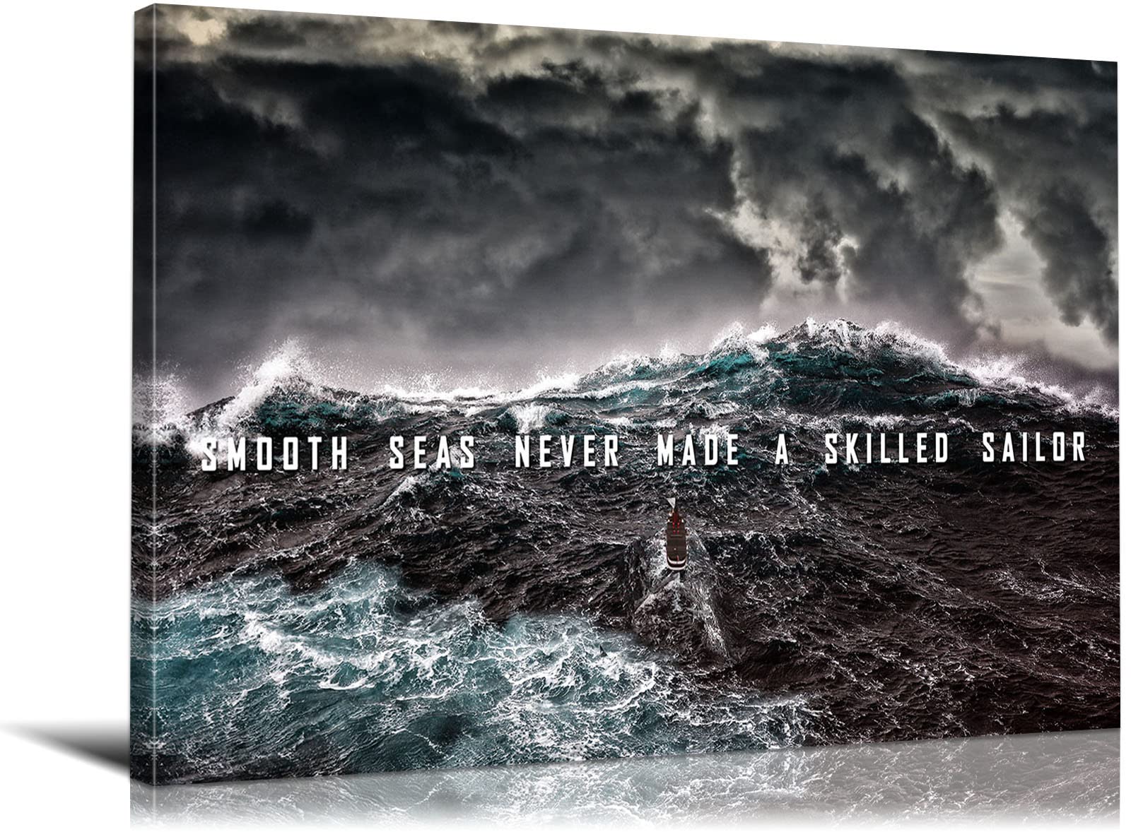 Motivational Wall Art - 'Smooth Seas Never Made A Skilled Sailor' Inspirational Quote Poster (28x40 Inches) - Office & Home Decor for Living Room, Bedroom, or Workspace - Positive Wall Decor for Motivation & Encouragement