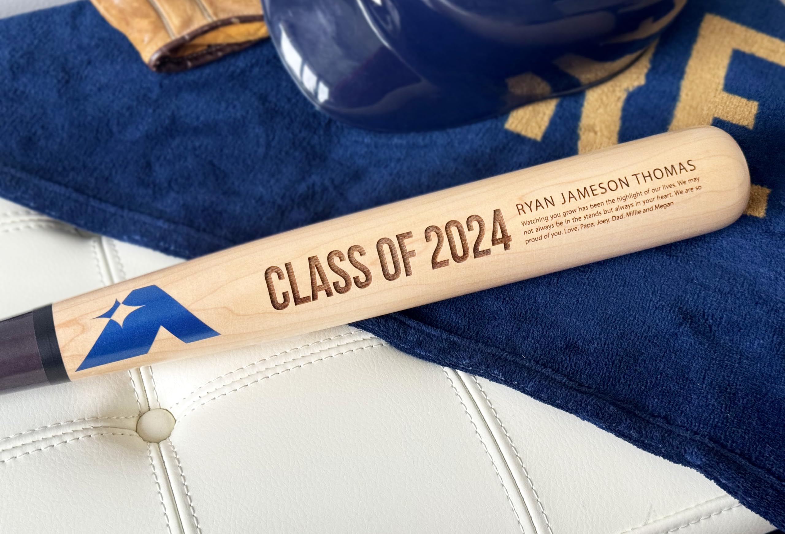 Personalized Engraved Baseball Bat - Unique Graduation Gift for Senior Grads & Commencement - Custom Wooden Baseball Bat with Name Engraving - Perfect for High School/College Graduation Ceremonies & Memory Keepsakes