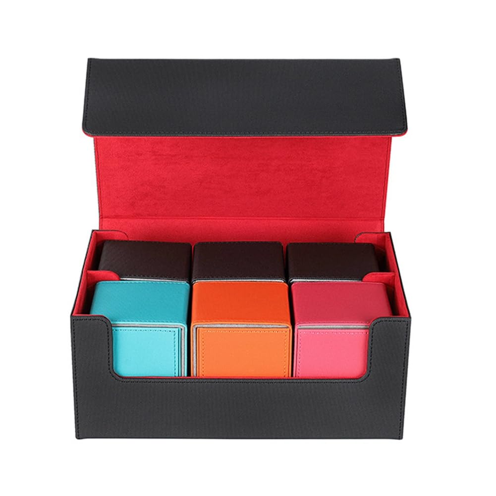Premium Magnetic Card Deck Storage Box with Secure Closure - Red & Black | Holds Game Cards, Collectible Trading Cards & Board Game Accessories | Perfect for MTG, Pokemon, Yu-Gi-Oh! & Card Game Enthusiasts