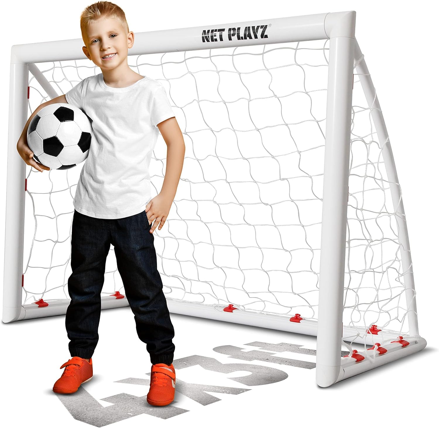 NET PLAYZ 4'x3' Portable Soccer Goal for Kids & Teens - High-Strength Weatherproof Football Net with Quick Setup - Perfect for Backyard, Park & Youth Training - Ideal Gift for Ages 3-14 (White, Model NOS34840A01)