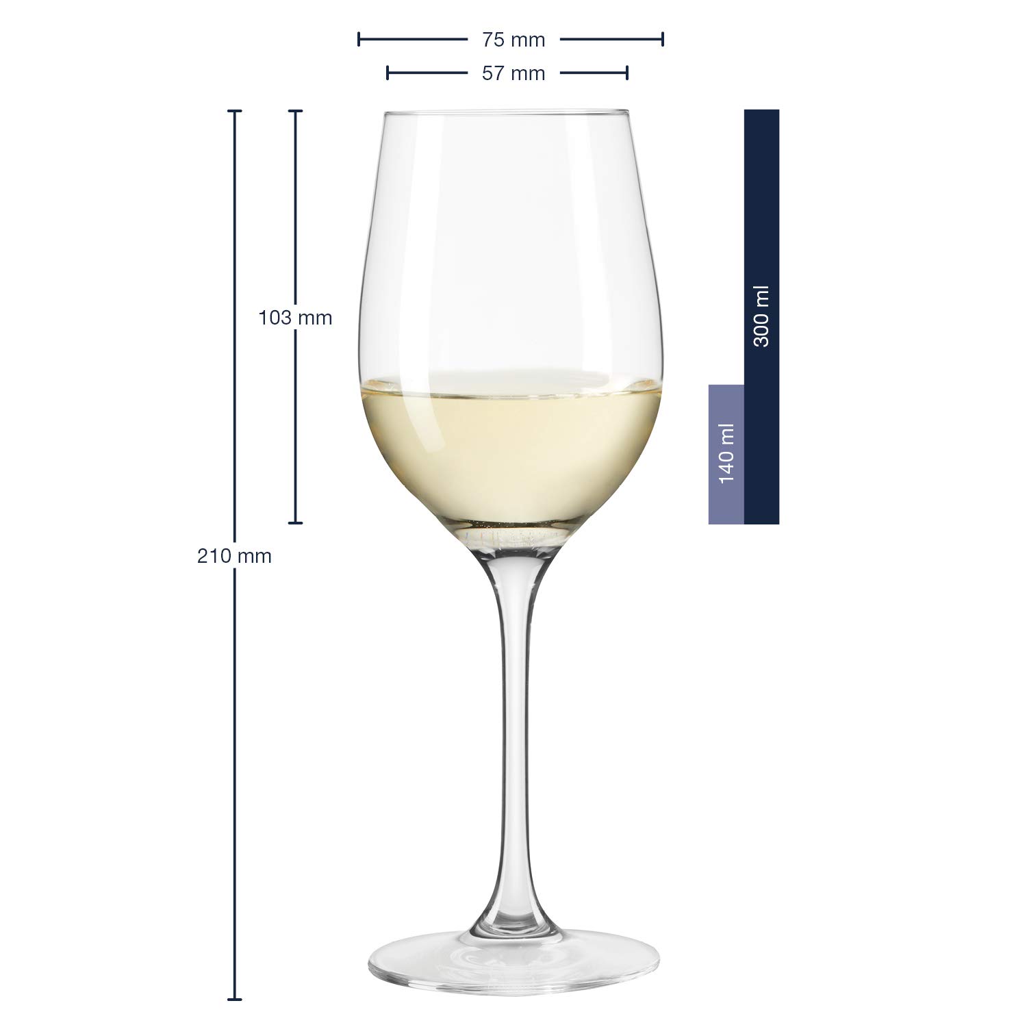 Premium 6-Piece Ciao White Wine Glass Set - Elegant Crystal Stemware for Chardonnay, Sauvignon Blanc & Riesling - Perfect for Dinner Parties, Weddings & Romantic Date Nights