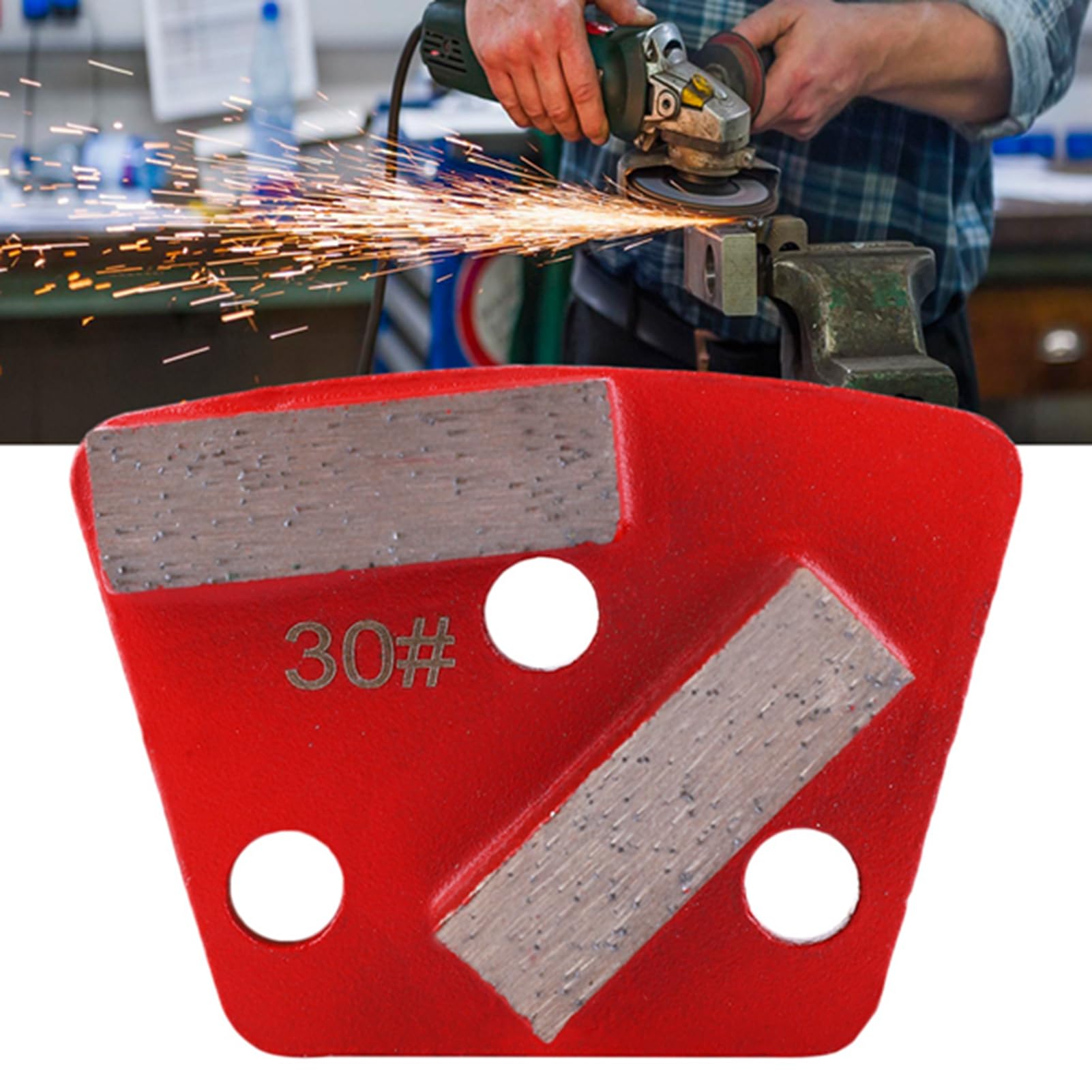 9PCS Trapezoid Diamond Grinding Pads for Concrete Floors - #30 Grit Aggressive Cutting Discs with Metal Scraper - Perfect for Paint Removal, Floor Leveling & Surface Preparation (Ideal for Grinders on Concrete, Epoxy & Terrazzo)
