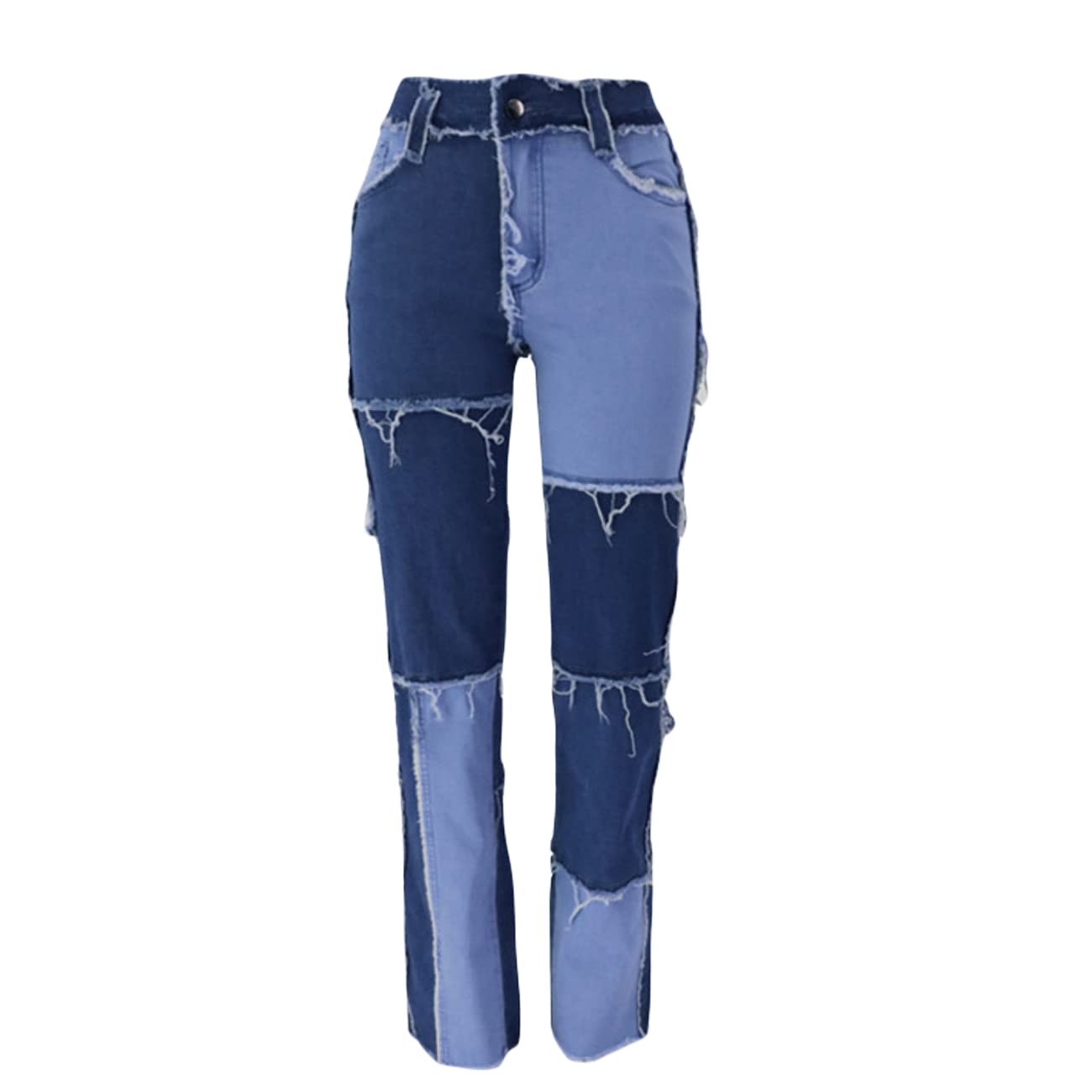 Syydn Women's High Waisted Stretch Patchwork Straight Jeans - Sexy Denim Pants for Casual Wear, Date Night & Street Style | Comfortable & Fashionable