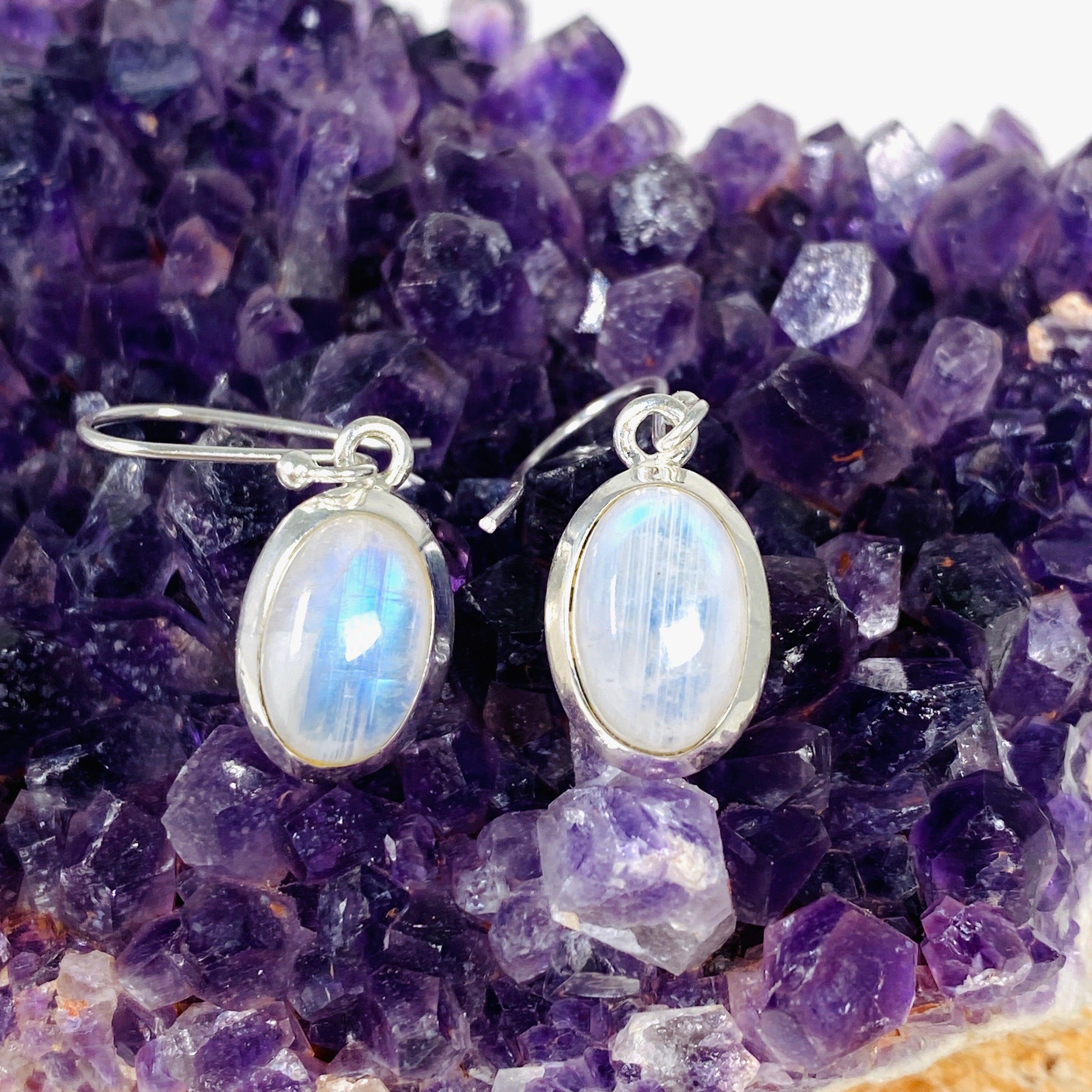 Moonstone Oval Earrings for Women - 925 Sterling Silver Dangle Drop Earrings KEGJ1398 | Elegant Jewelry Gift for Birthday, Anniversary & Special Occasions