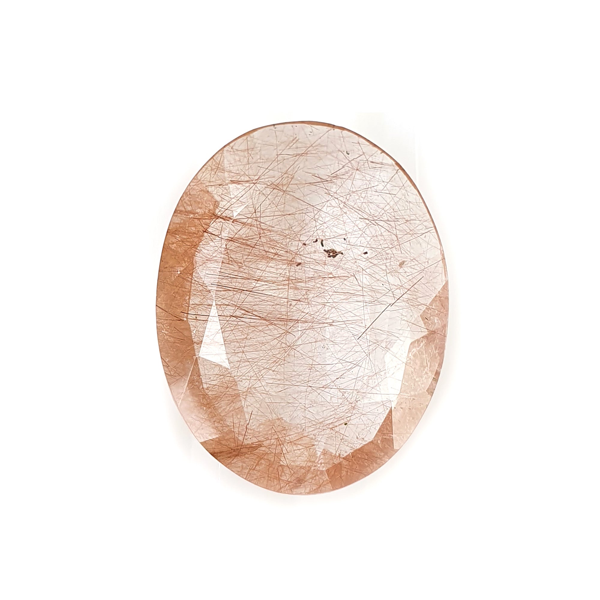 Natural Brown Rutile Quartz Gemstone - 18.60cts Untreated Oval Cut (23x18mm) | Unheated Genuine Rutile Quartz for Jewelry Making, Healing Crystals & Mineral Collections (Includes Video)