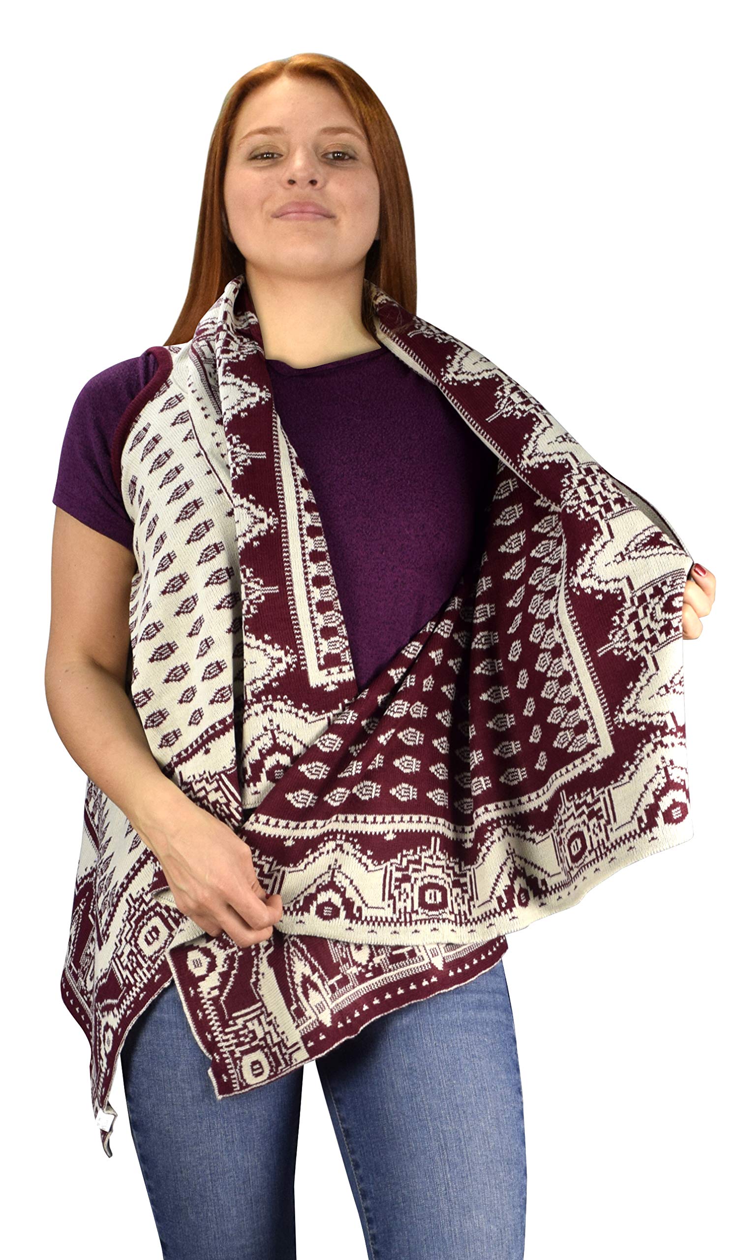 Women's Reversible Sleeveless Fair Isle Cardigan Vest - Open Front Draped Design for Layering Outfits | Perfect for Office Wear, Casual Outings & Fall Fashion