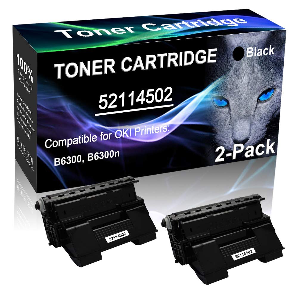 2-Pack High Yield 52114502 Compatible Toner Cartridge for OKI B6300 Printer - Black (17,000 Pages) - Ideal for Office Printing & Bulk Document Production