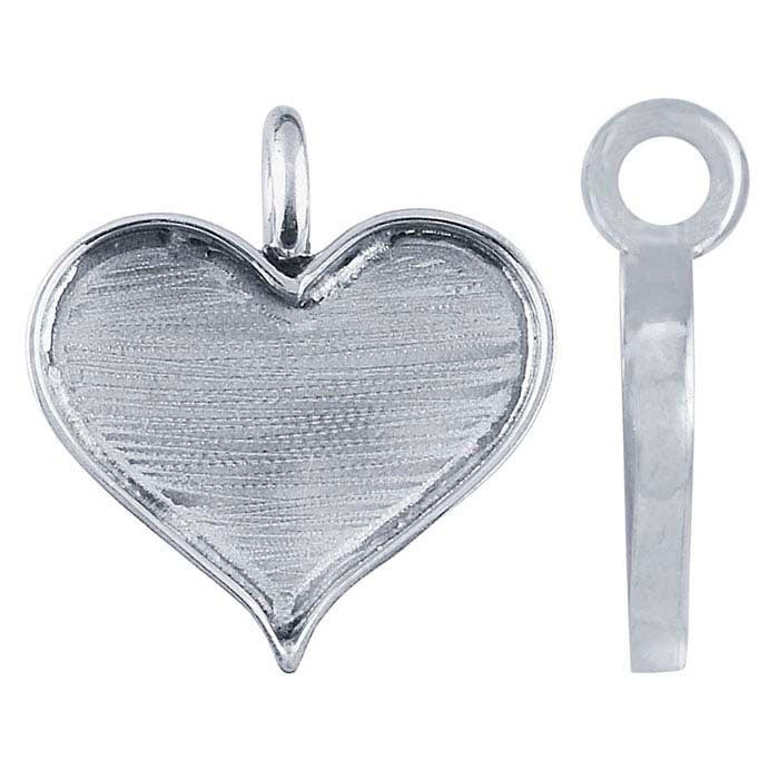 925 Sterling Silver 22x13mm Heart Resin Pendant Mounting for Jewelry Making - DIY Earrings, Necklace Pendants & Resin Crafts - Perfect for Custom Jewelry Design and Gift Making